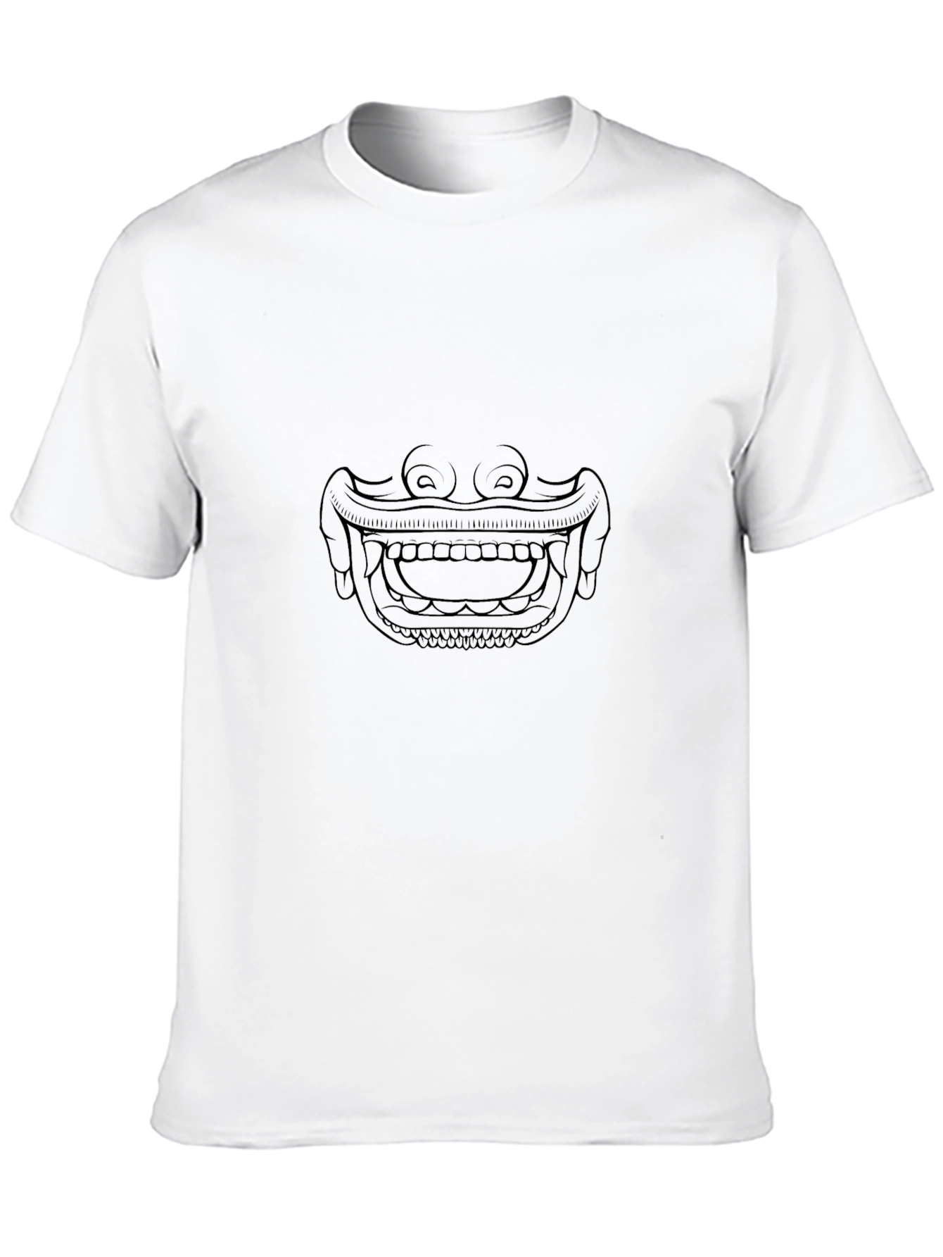 Line Art Mask Graphic Tee - Black Casual Shirt