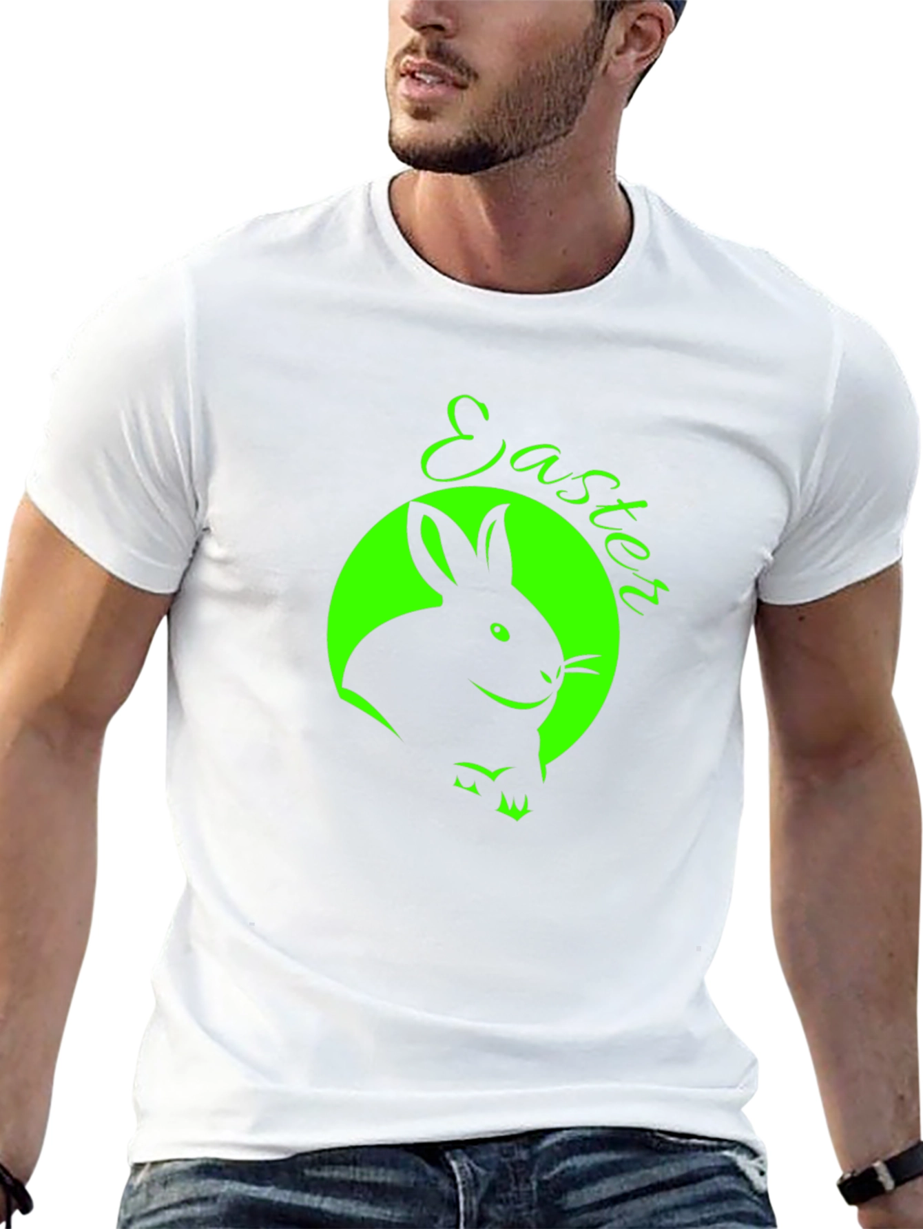 Easter Bunny Graphic Tee - Black Cotton T-Shirt