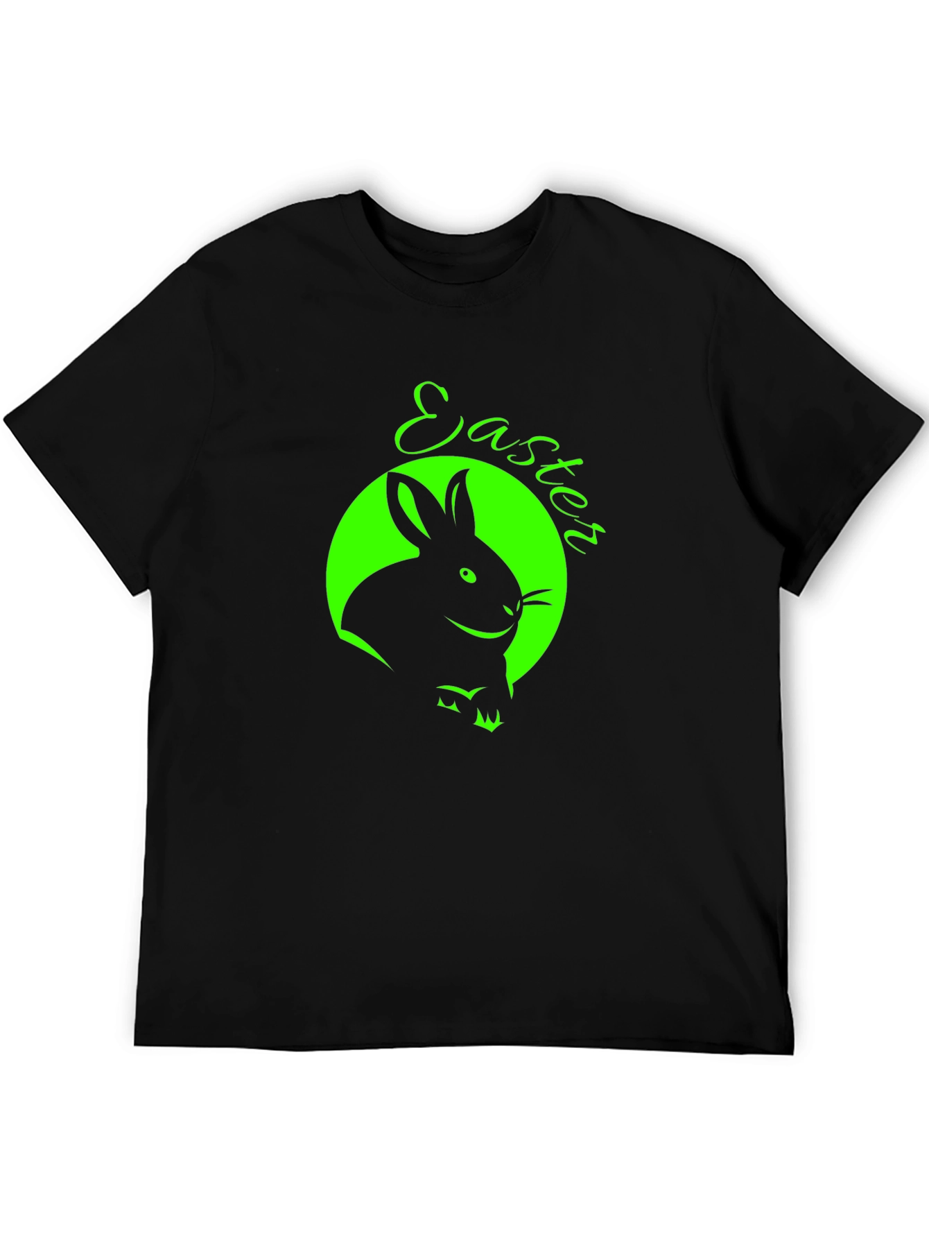 Easter Bunny Graphic Tee - Black Cotton T-Shirt