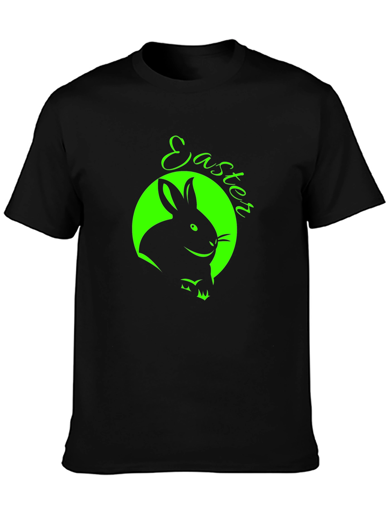 Easter Bunny Graphic Tee - Black Cotton T-Shirt