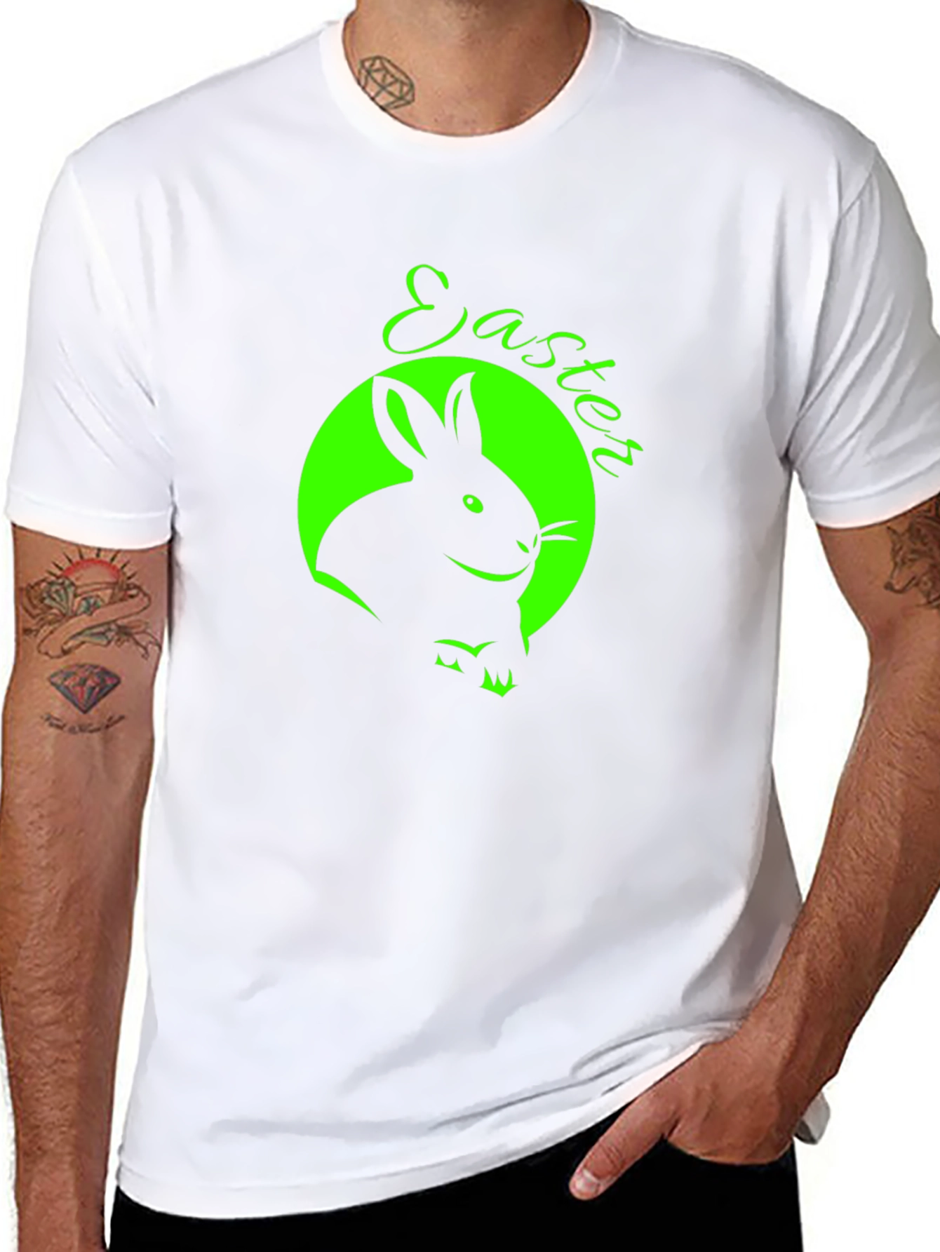 Easter Bunny Graphic Tee - Black Cotton T-Shirt