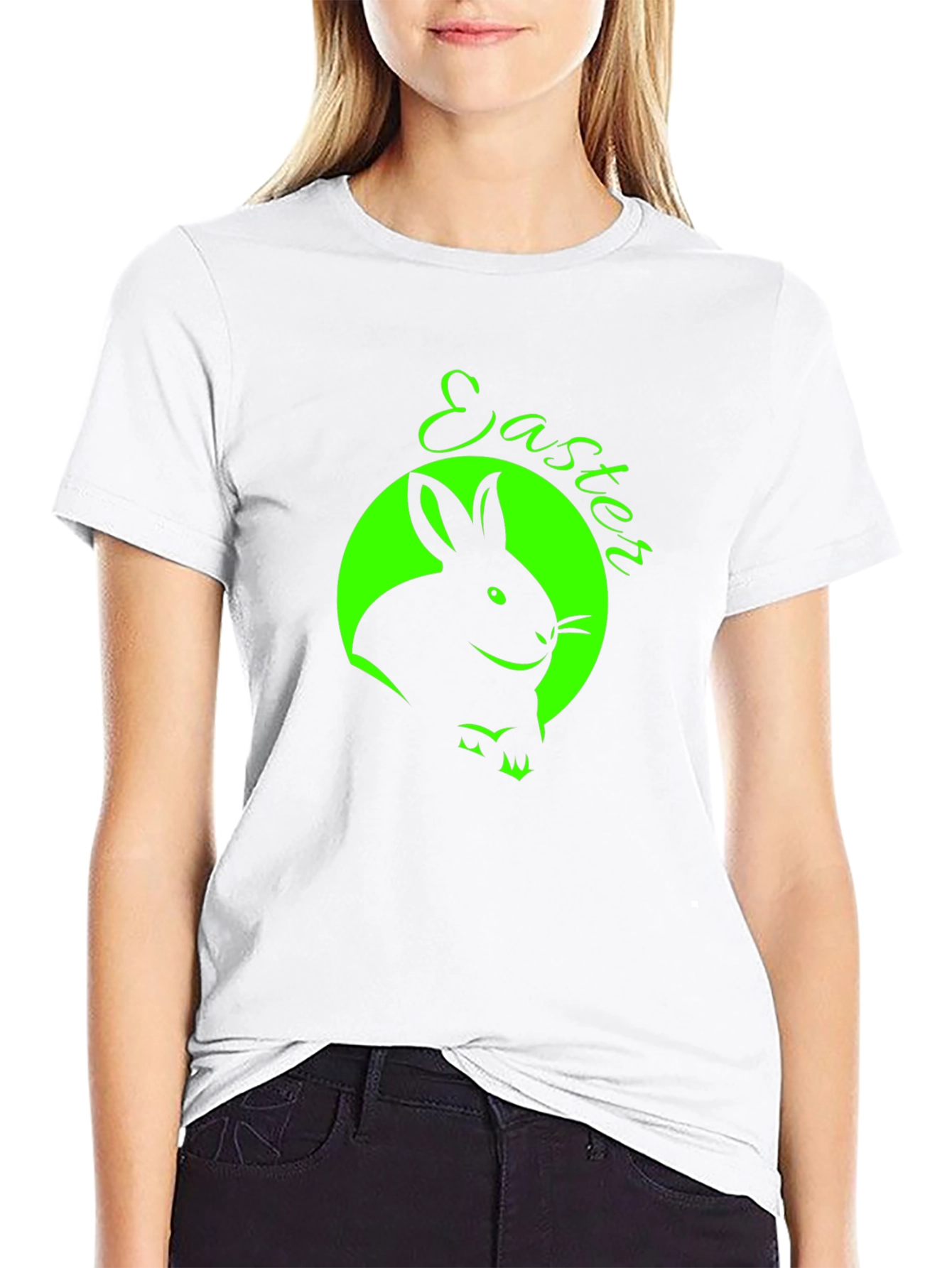Easter Bunny Graphic Tee - Black Cotton T-Shirt