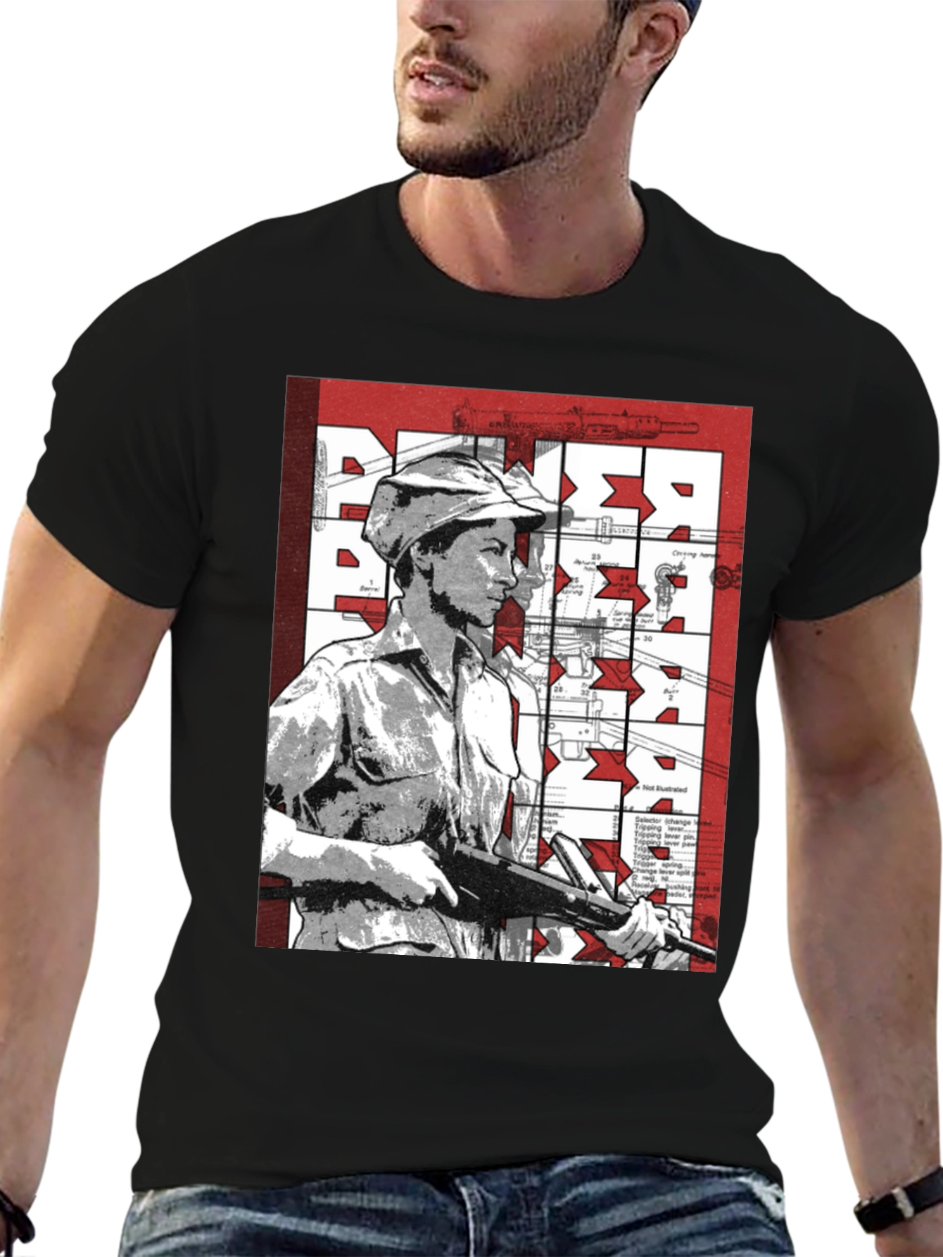Retro Graphic Tee - Military Style