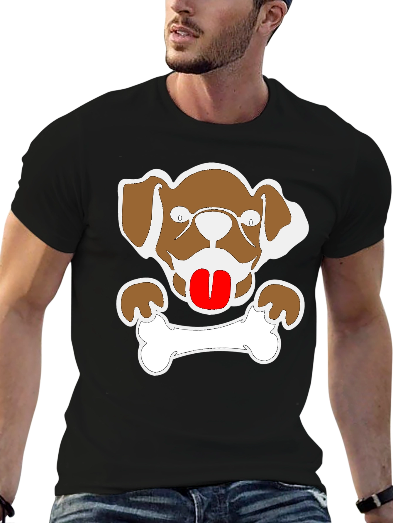 Dog & Bone Graphic Tee - Mens Black T-Shirt