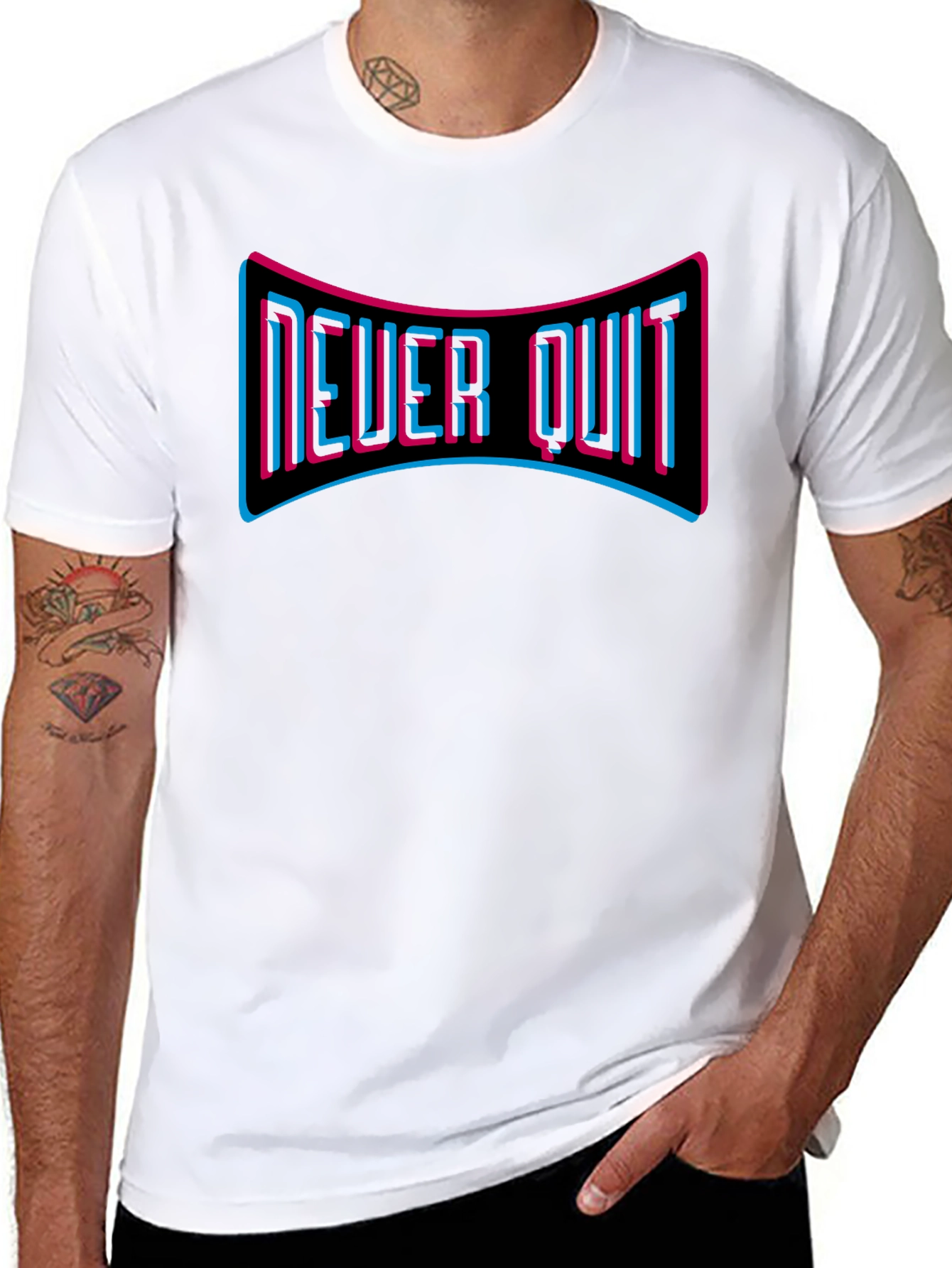 Never Quit Graphic Tee - Motivational T-Shirt