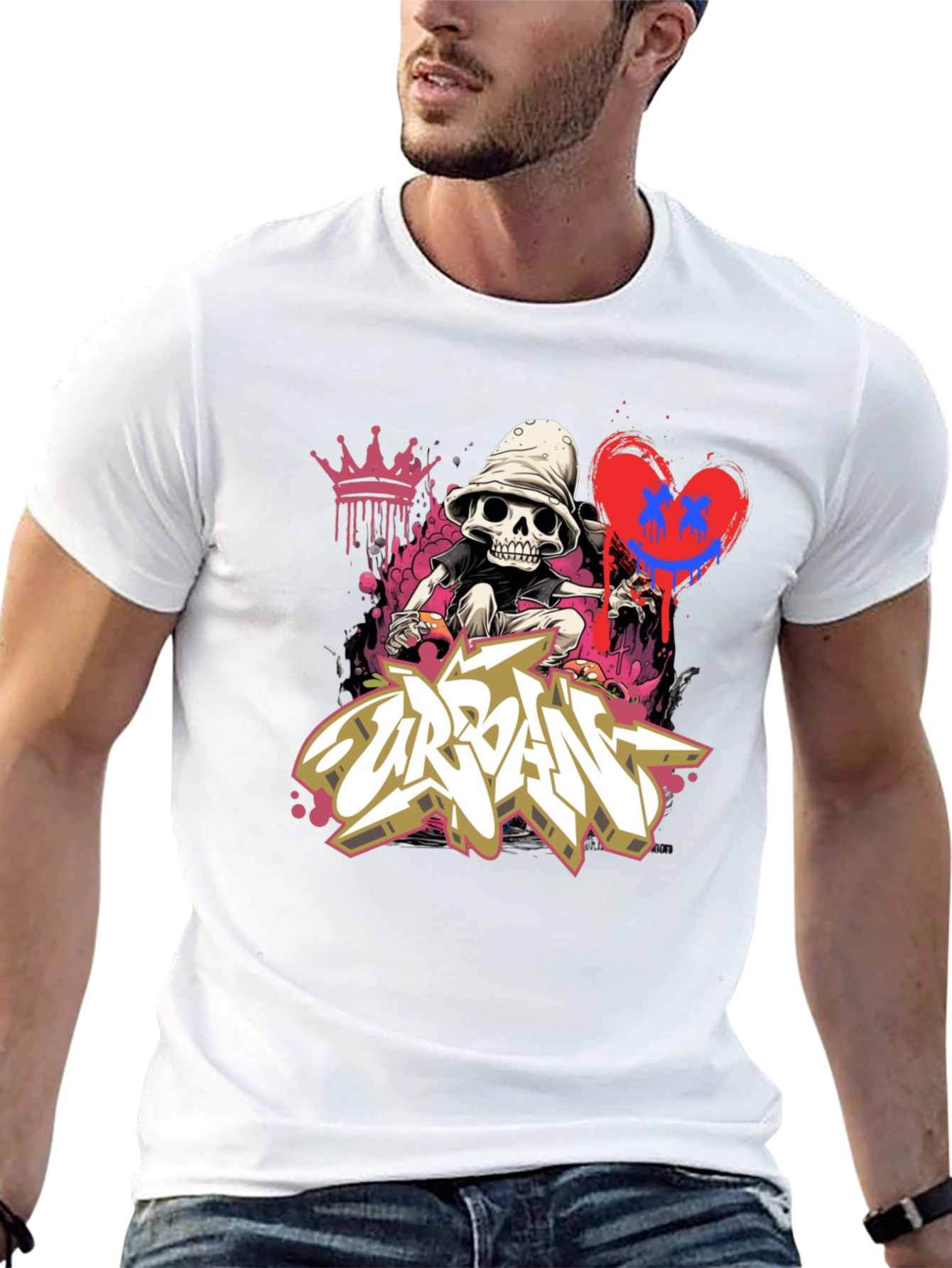 Urban Graffiti Skull Graphic Tee - Edgy Style