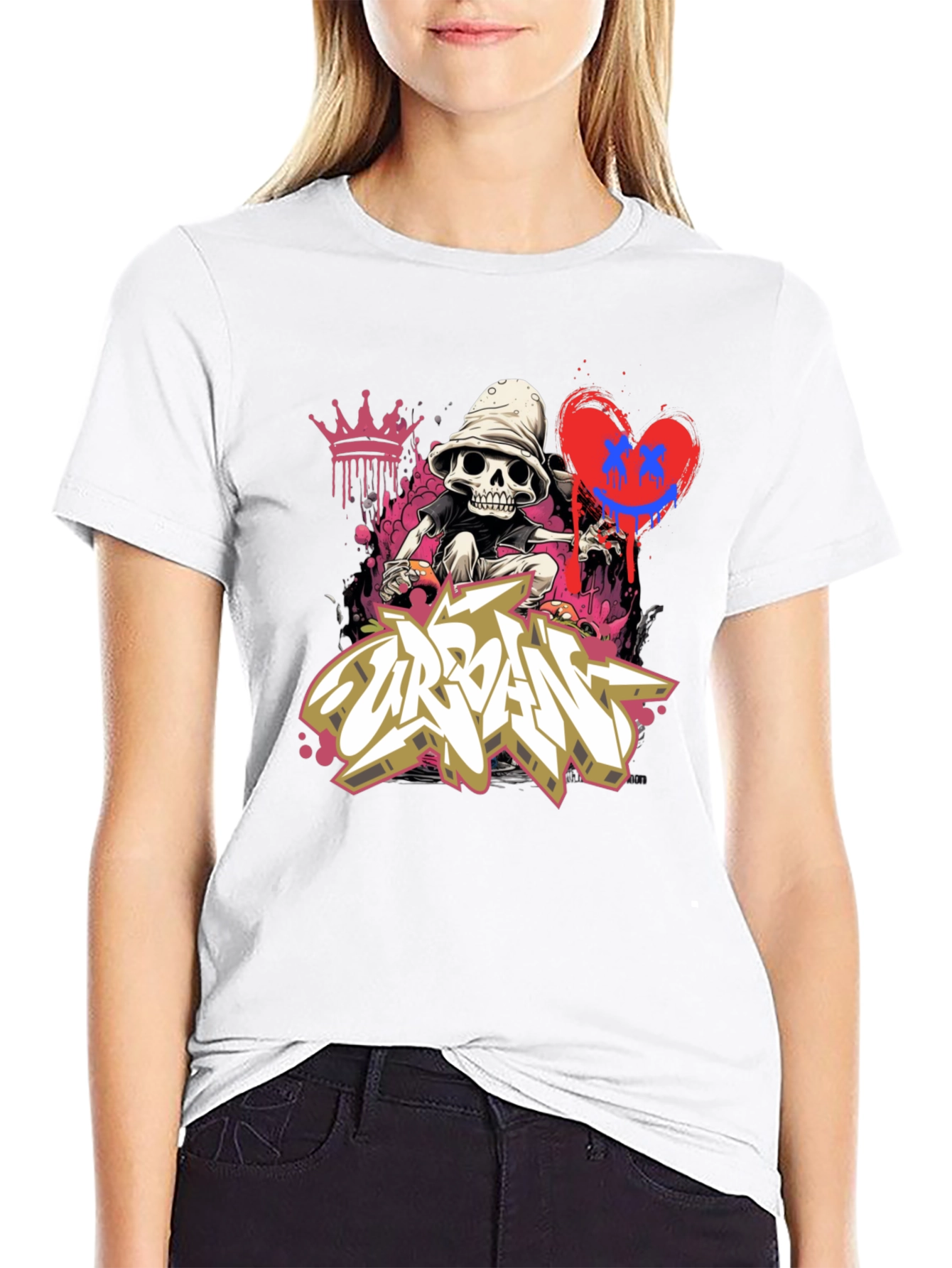 Urban Graffiti Skull Graphic Tee - Edgy Style