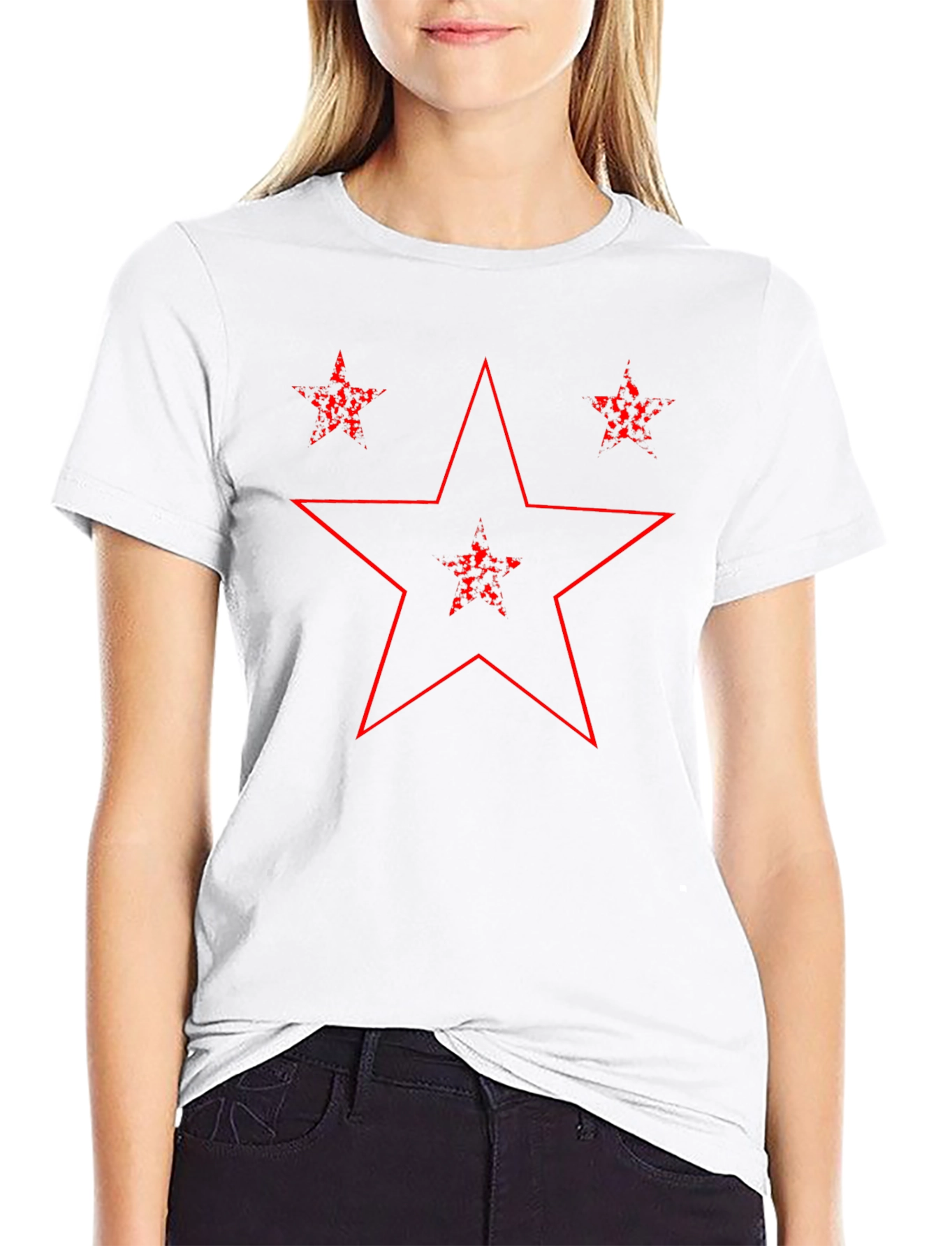 Distressed Star Graphic Tee - Black