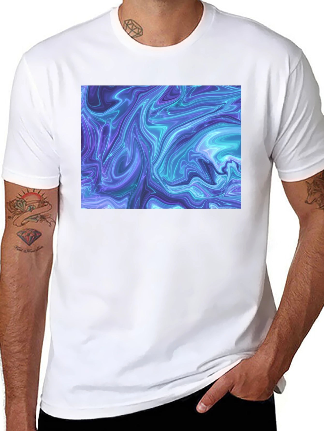 Abstract Marble Print Black T-Shirt