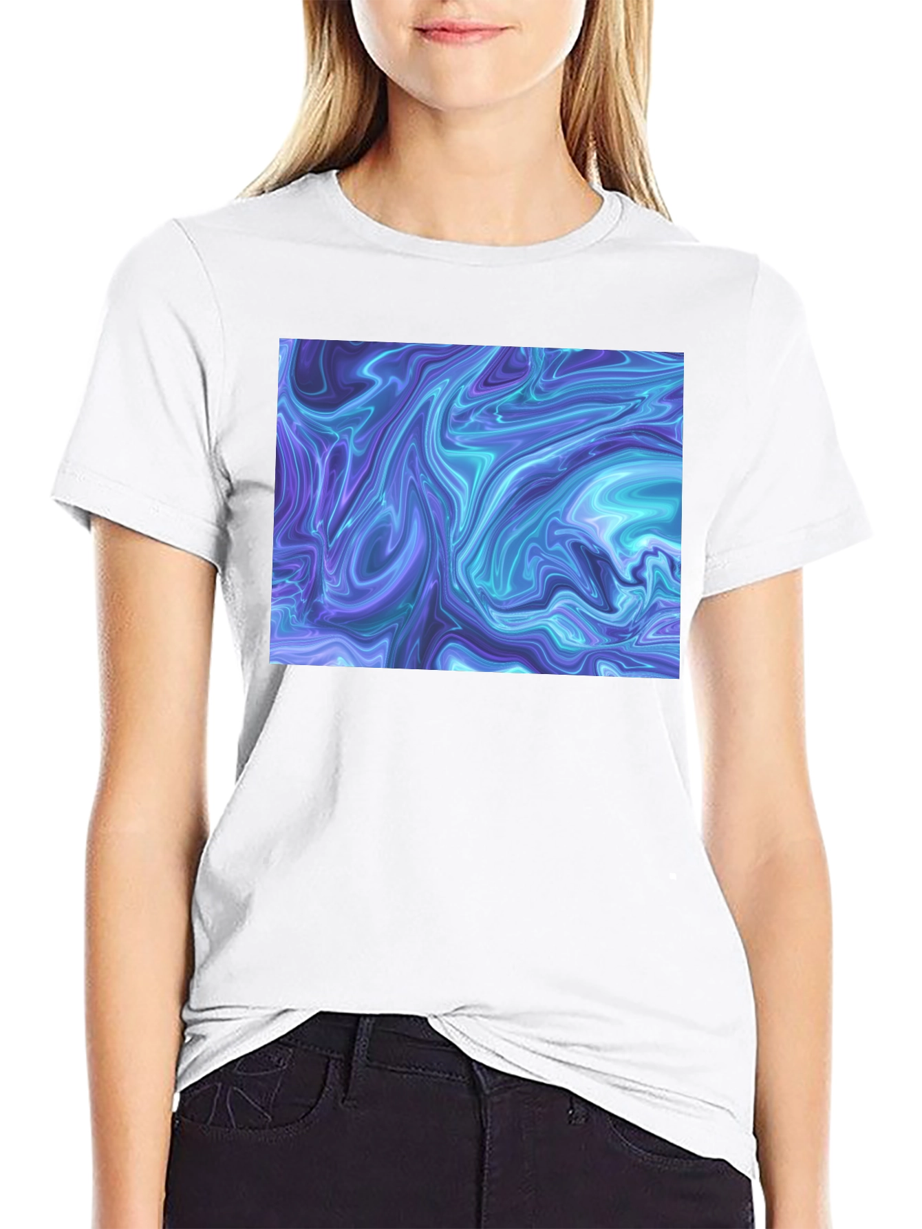 Abstract Marble Print Black T-Shirt