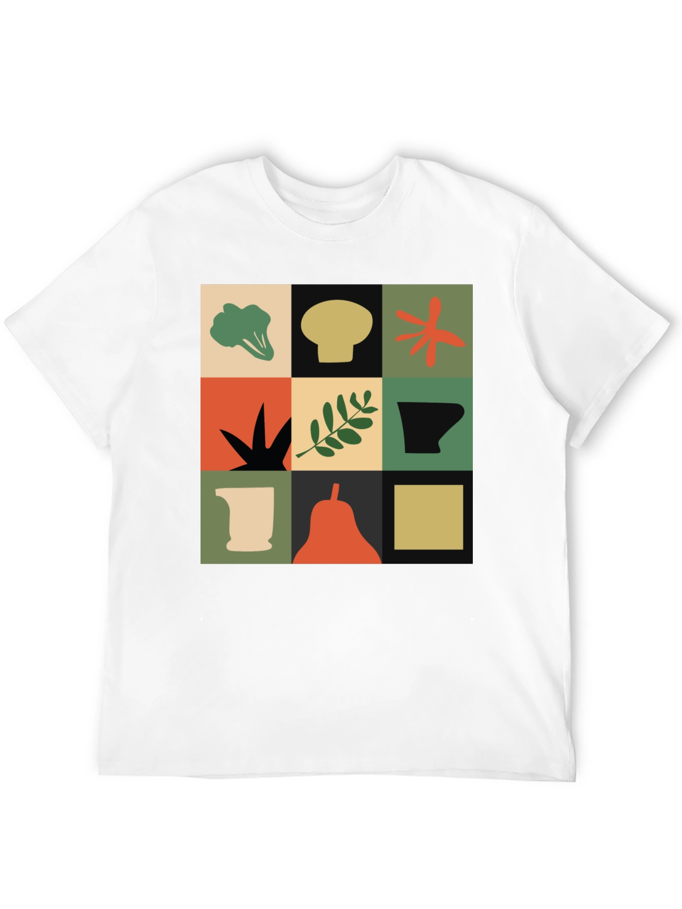 Modernist Veggie Print Black T-Shirt