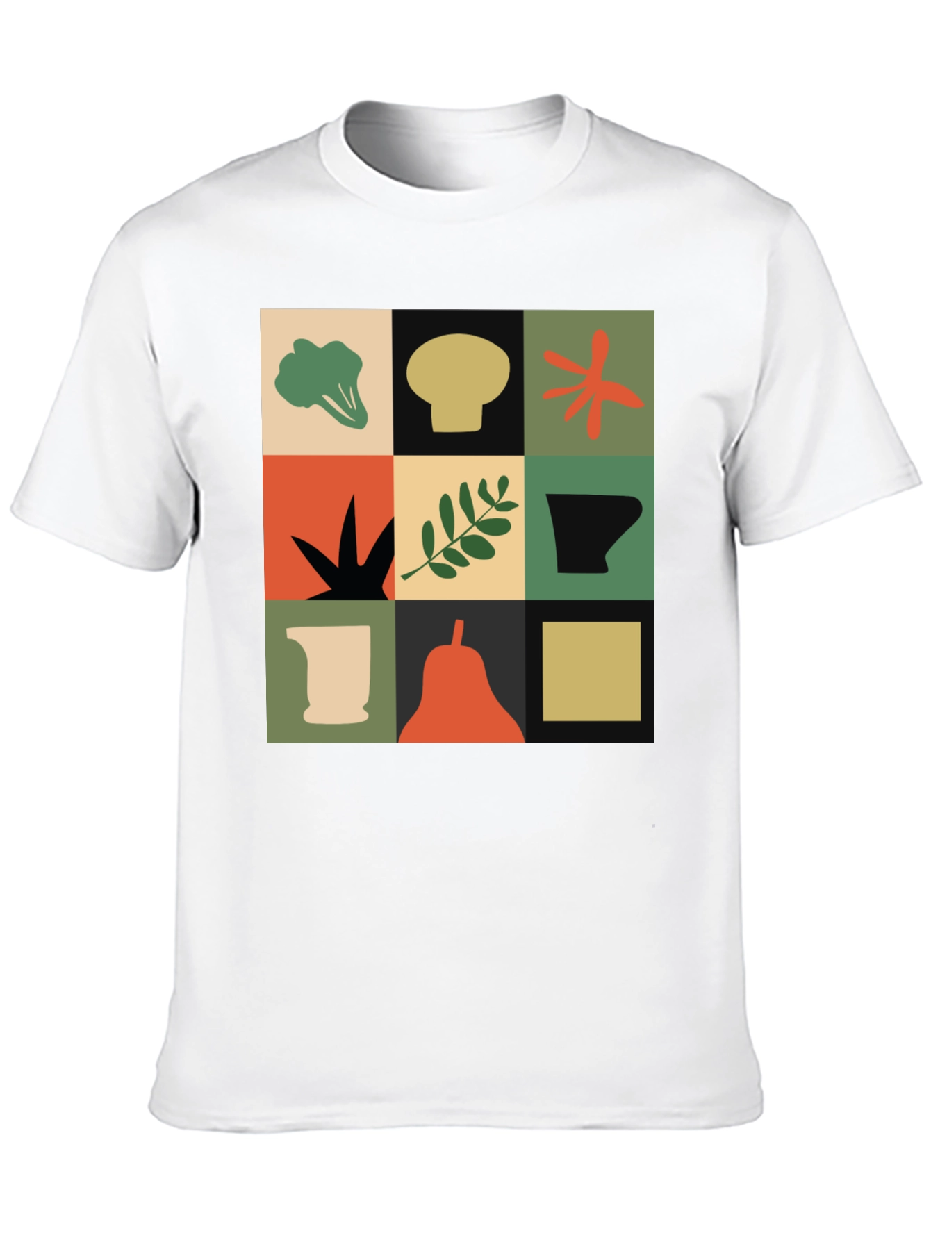 Modernist Veggie Print Black T-Shirt