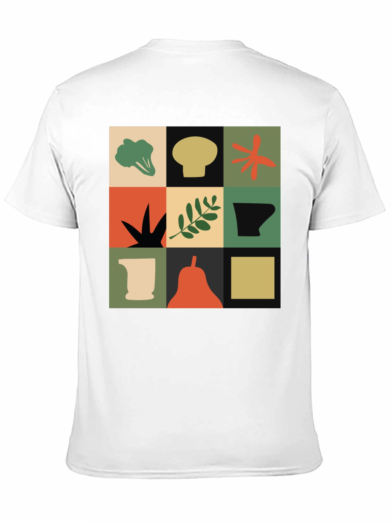 Modernist Veggie Print Black T-Shirt