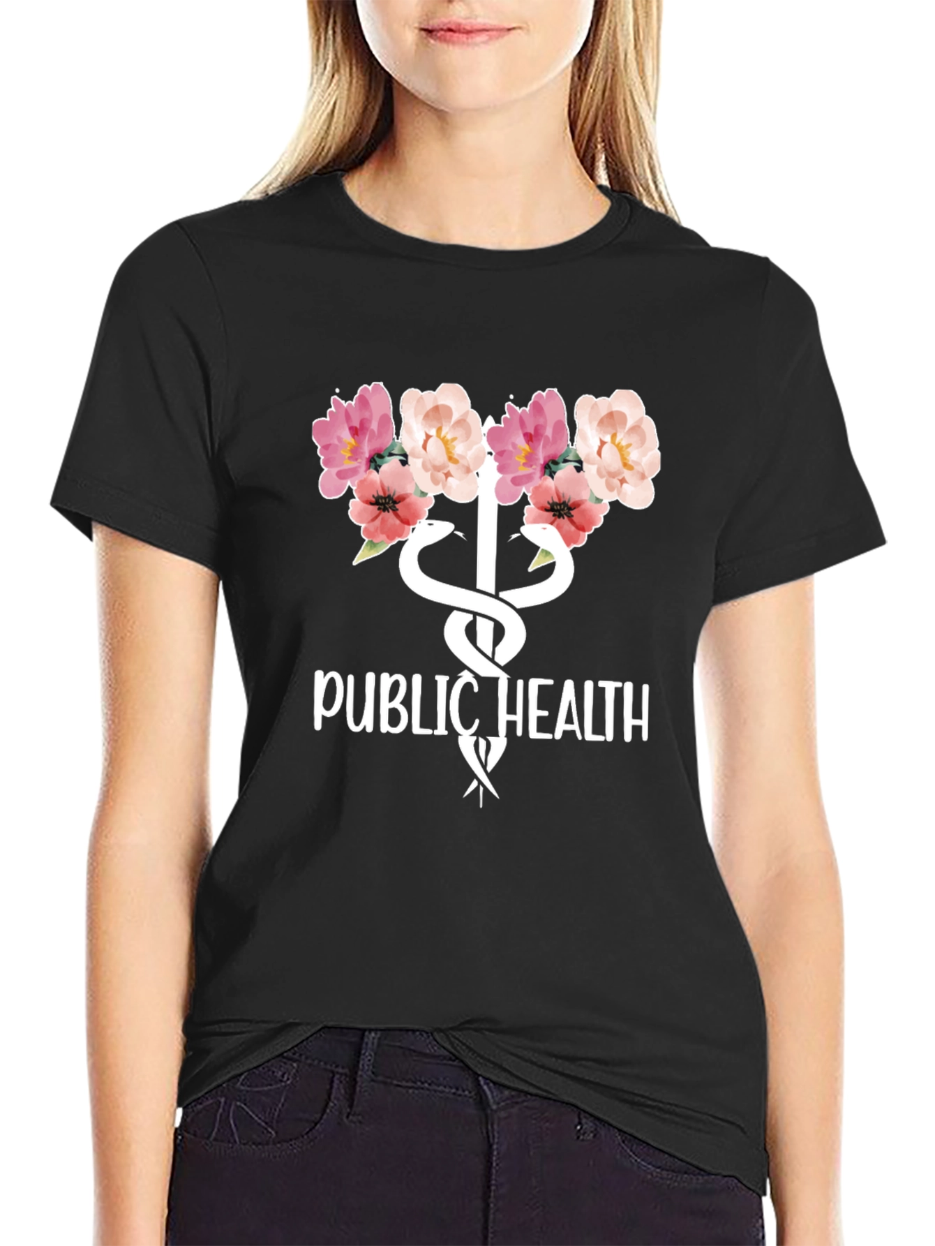 Public Health Floral Caduceus T-Shirt