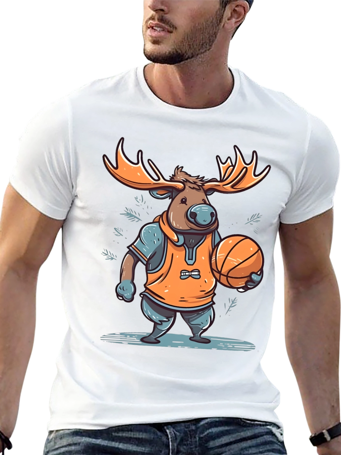 Moose Basketball Graphic T-Shirt - Black Cotton Tee