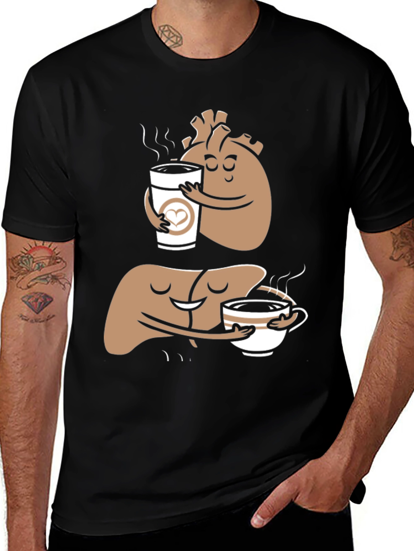 Anatomical Heart & Liver Coffee T-Shirt