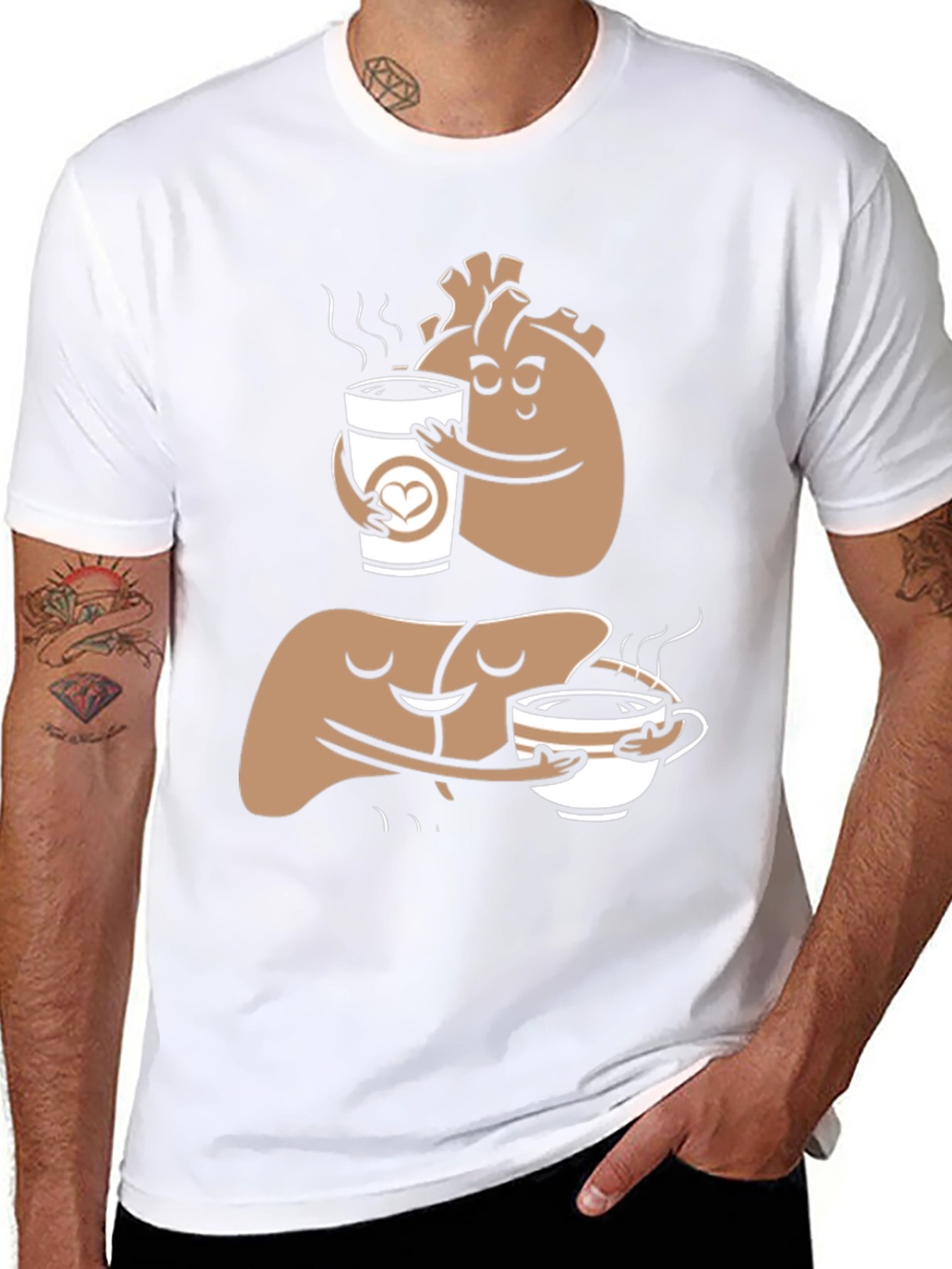 Anatomical Heart & Liver Coffee T-Shirt