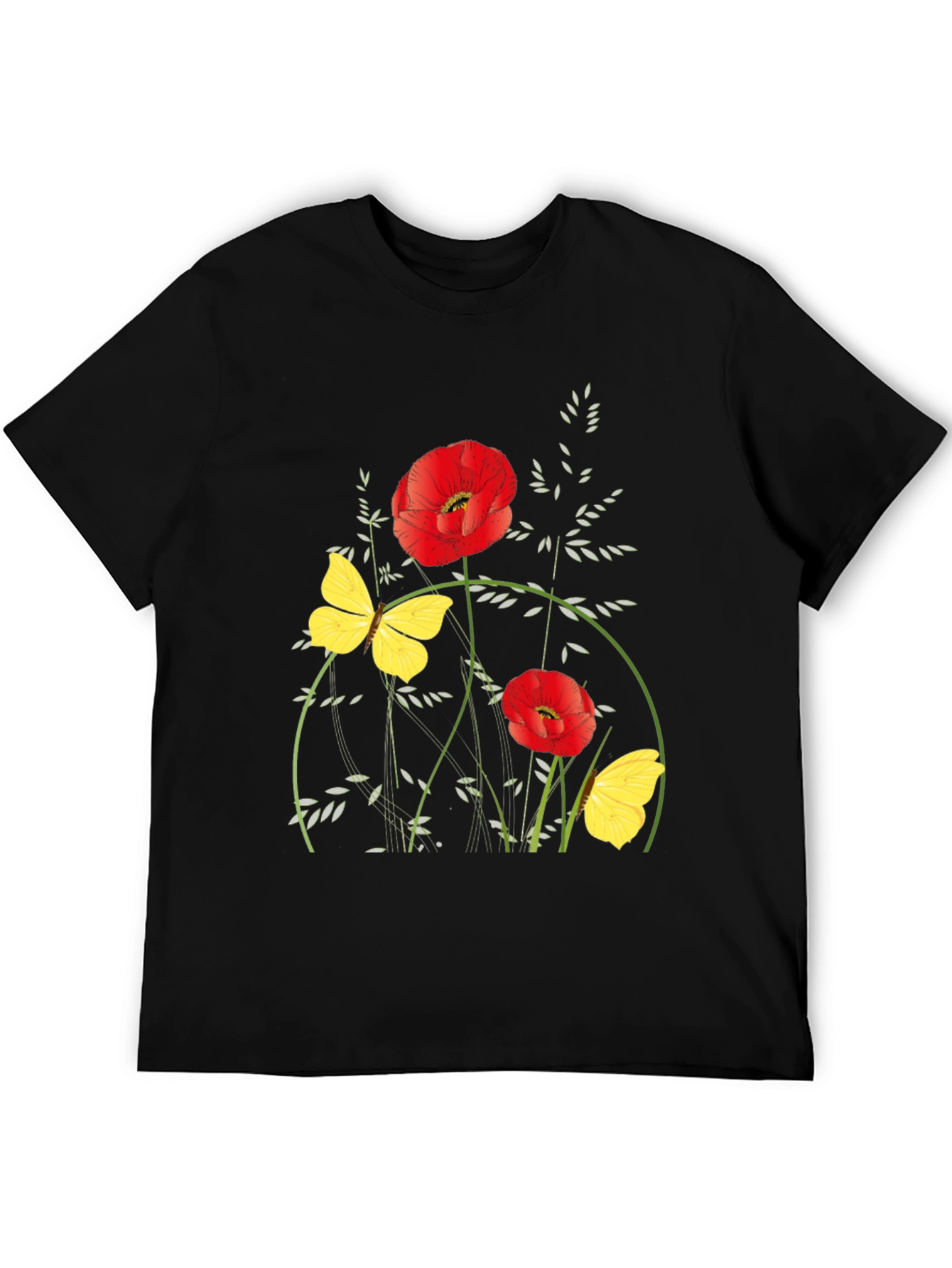 Floral Graphic Black T-Shirt
