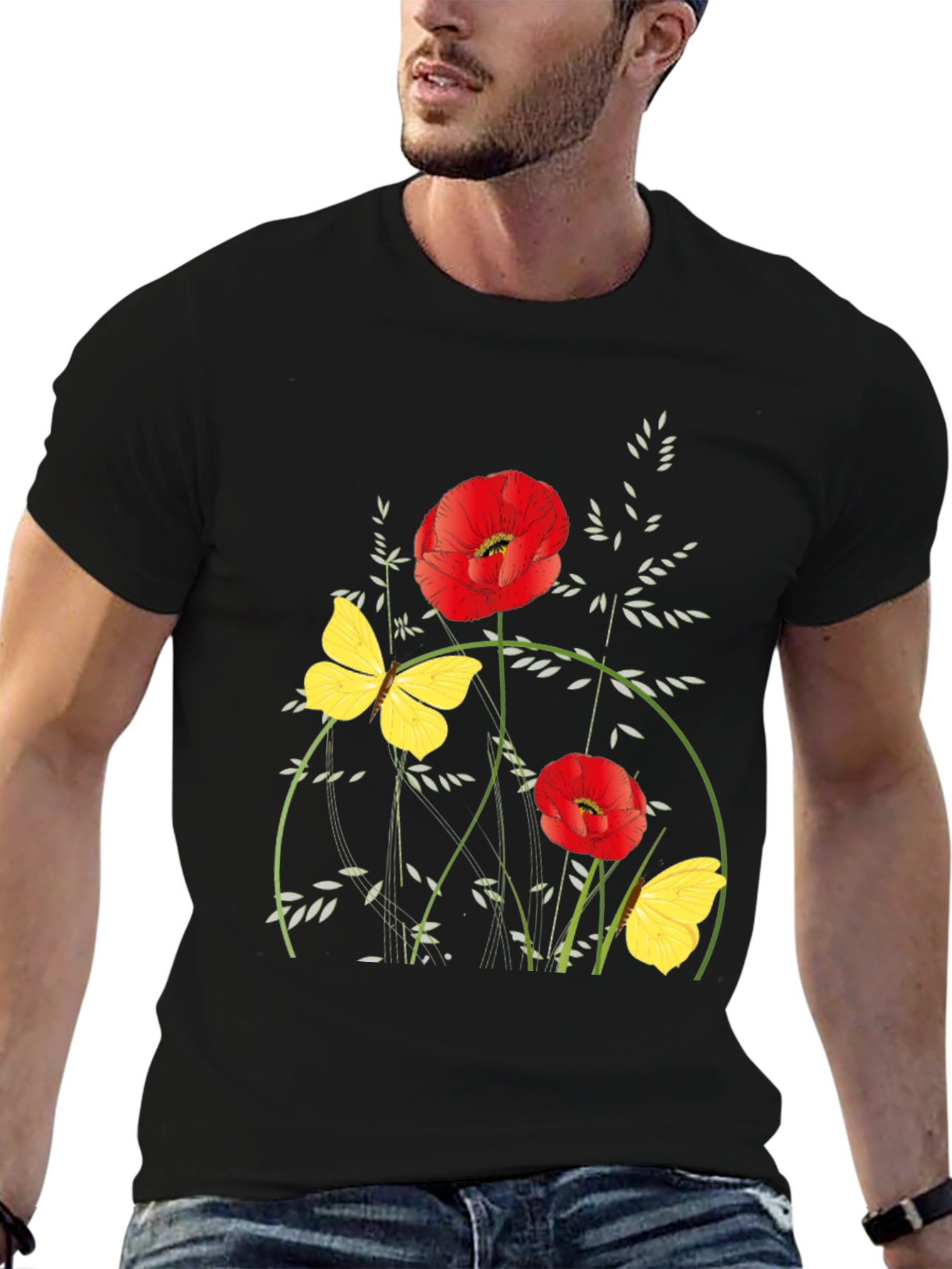 Floral Graphic Black T-Shirt