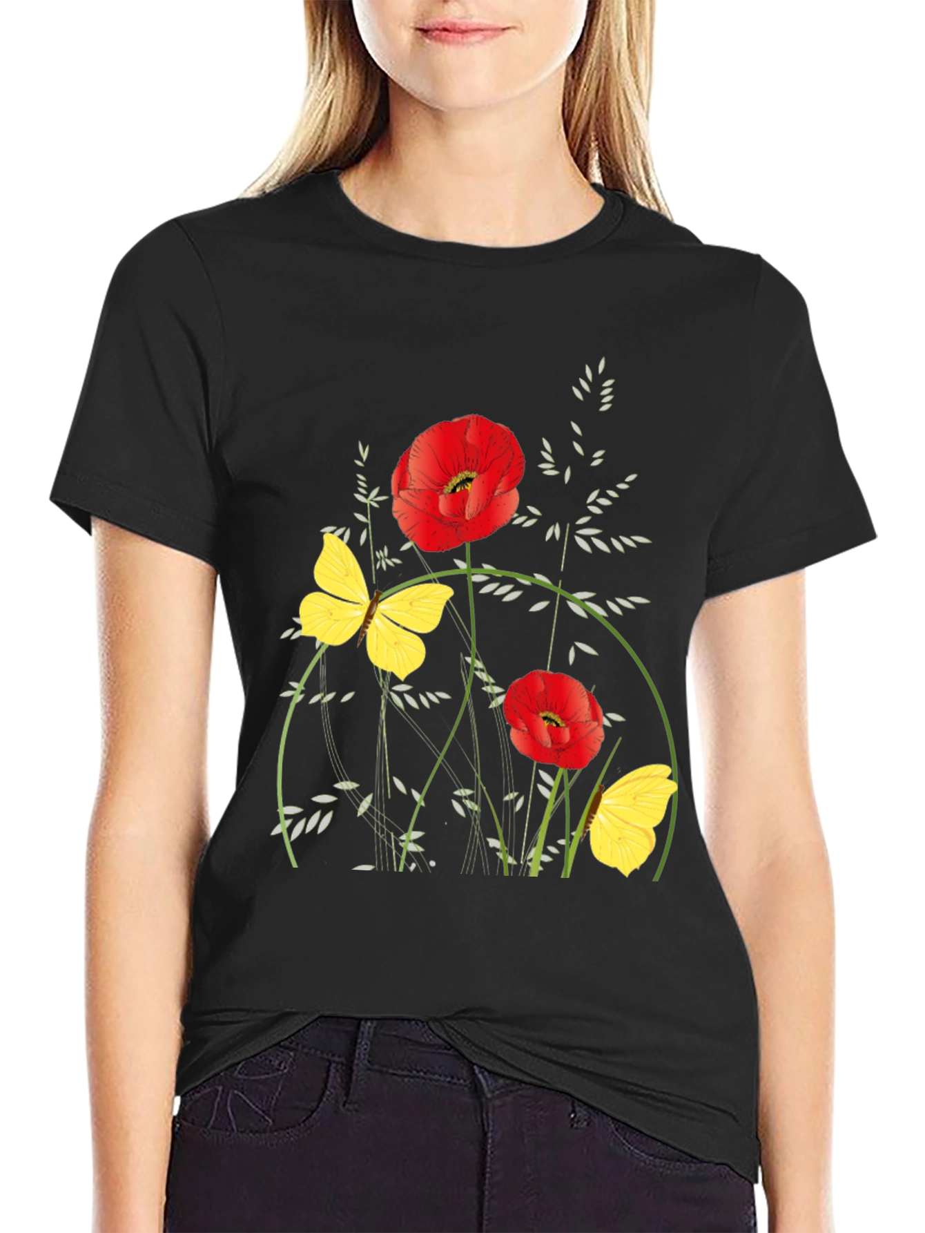 Floral Graphic Black T-Shirt