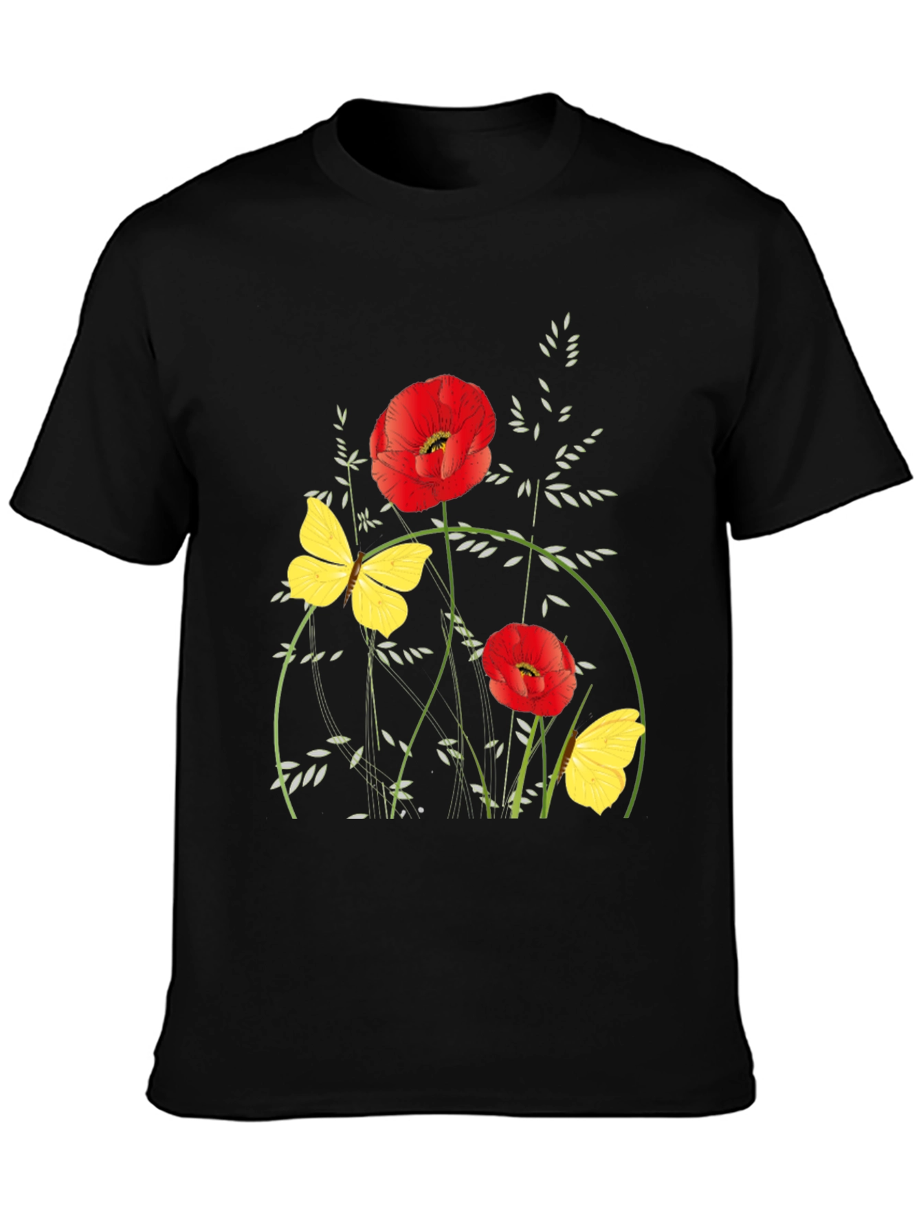 Floral Graphic Black T-Shirt