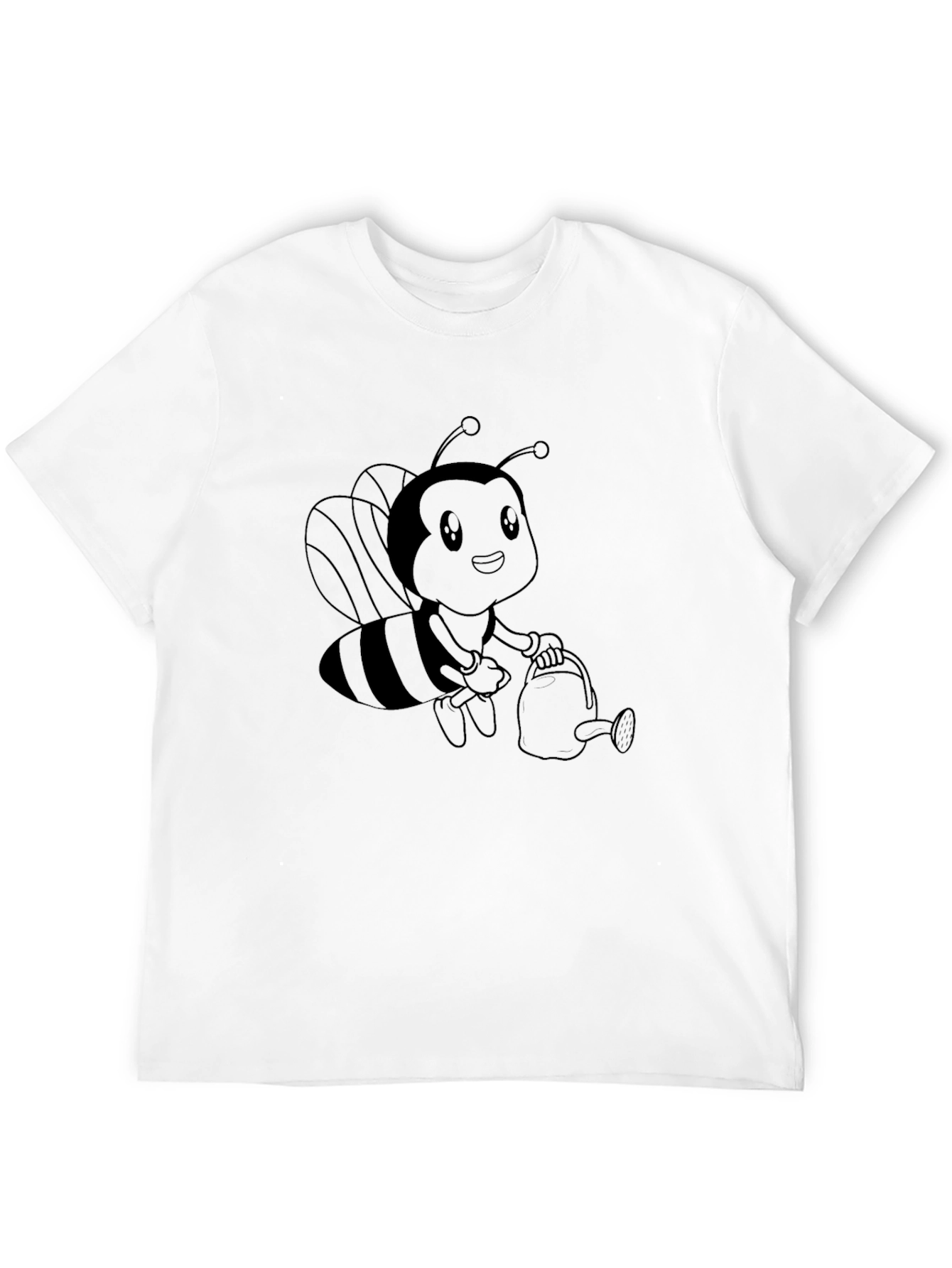 Cute Bee Graphic Tee - Black Cotton Comfort