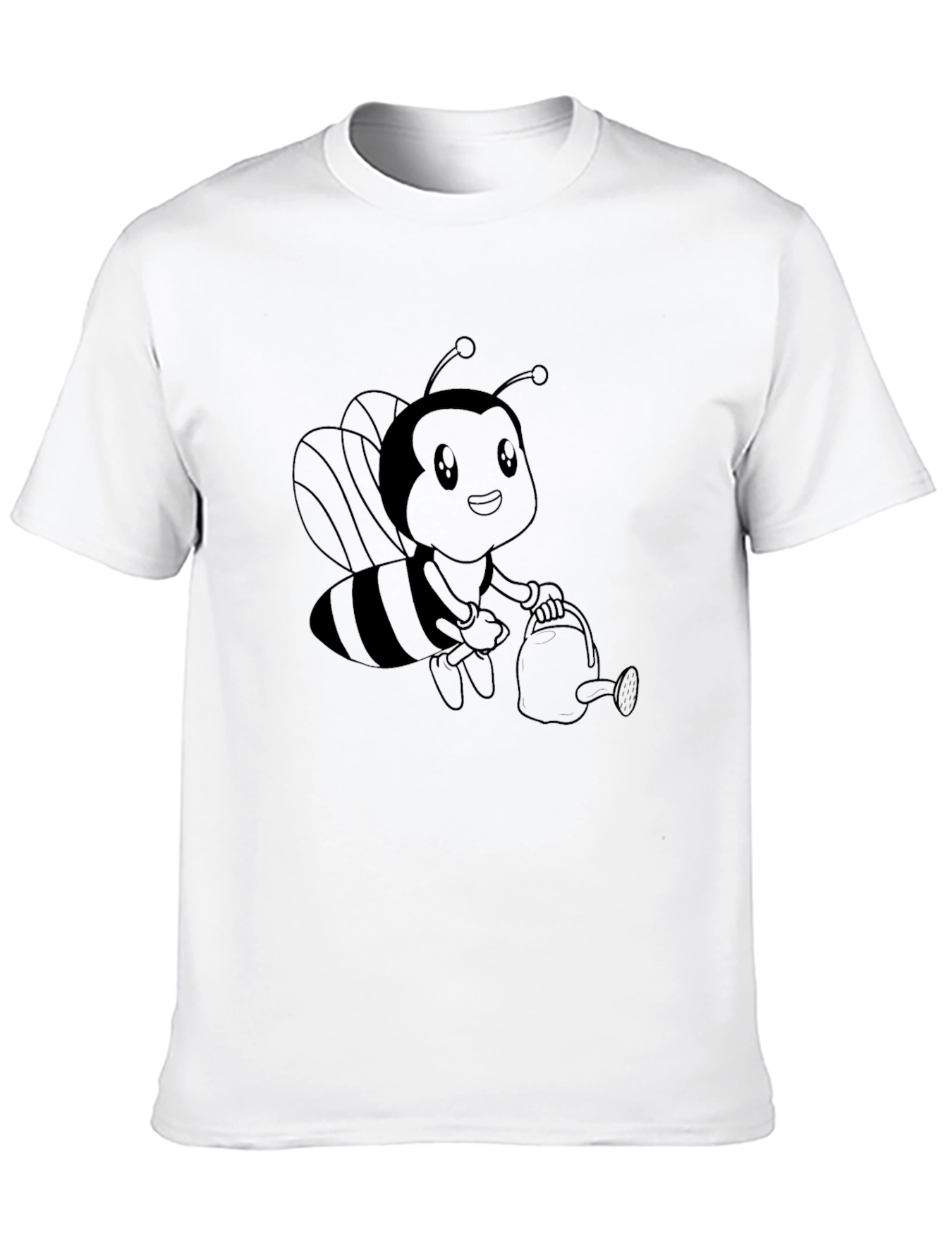 Cute Bee Graphic Tee - Black Cotton Comfort