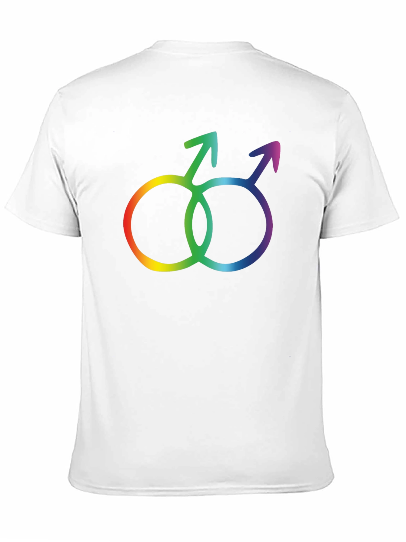 Rainbow Gay Pride Interlocking Mars Symbol Black T-Shirt
