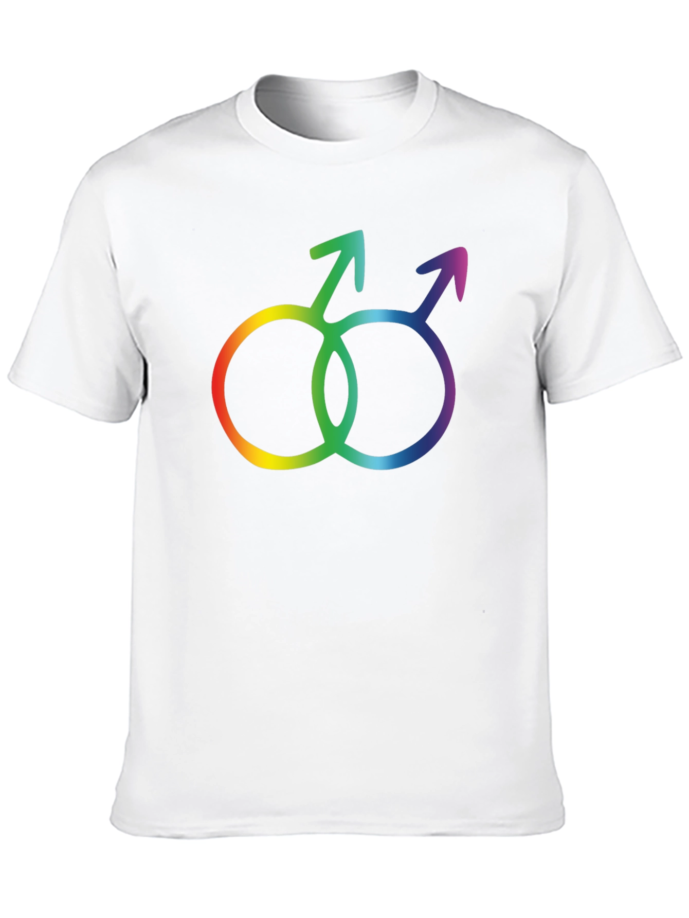 Rainbow Gay Pride Interlocking Mars Symbol Black T-Shirt