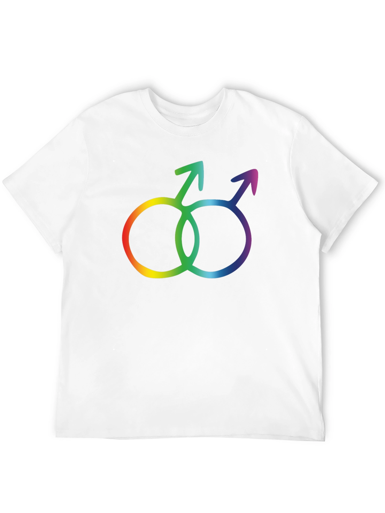Rainbow Gay Pride Interlocking Mars Symbol Black T-Shirt