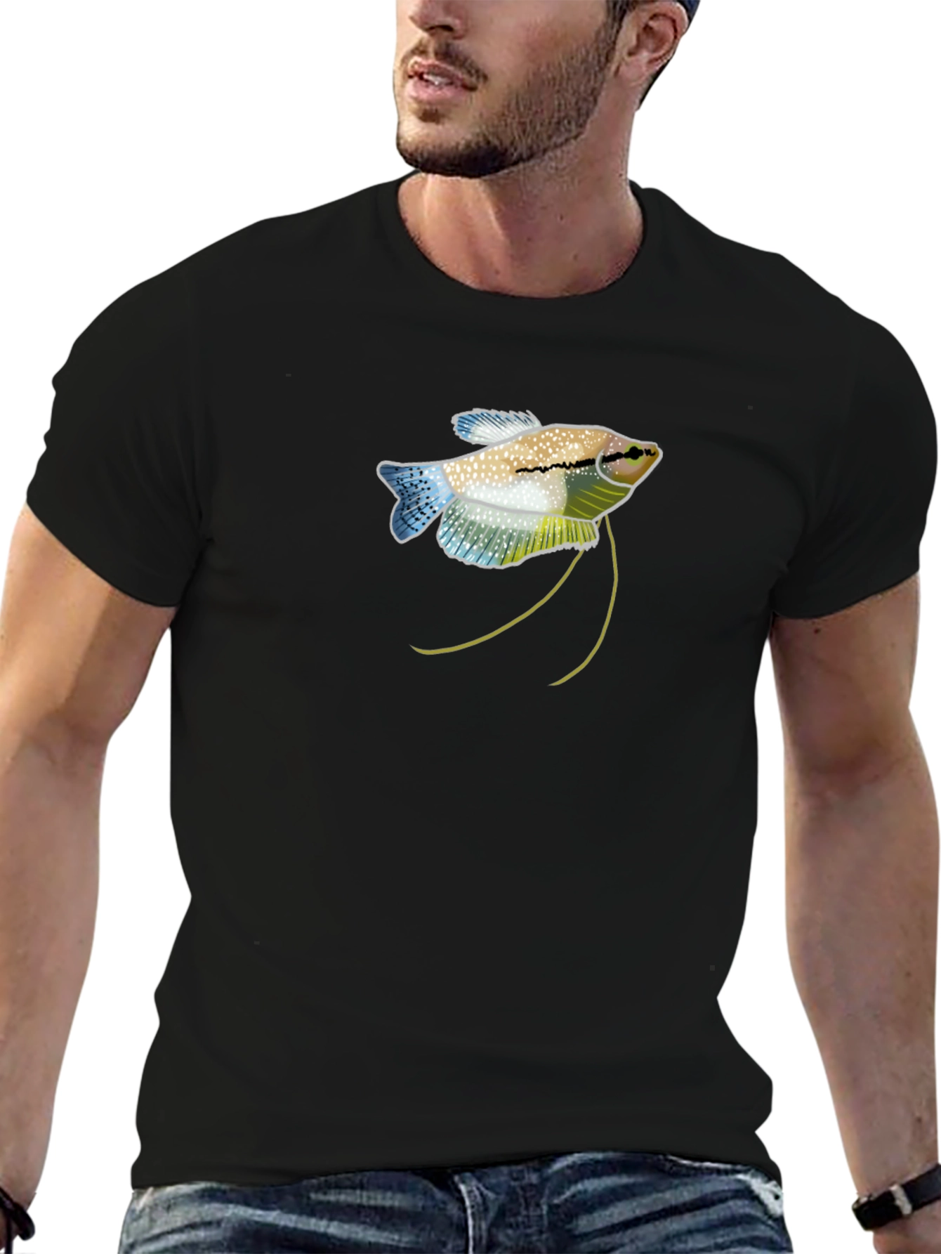 Gourami Fish Graphic Black T-Shirt