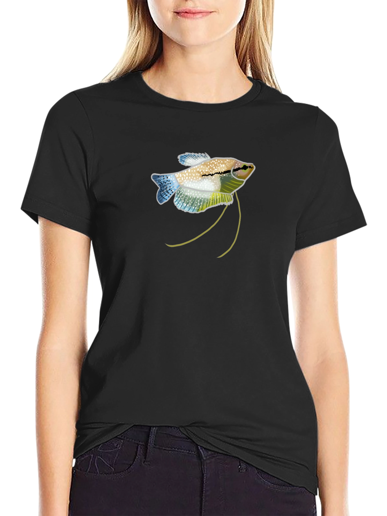 Gourami Fish Graphic Black T-Shirt