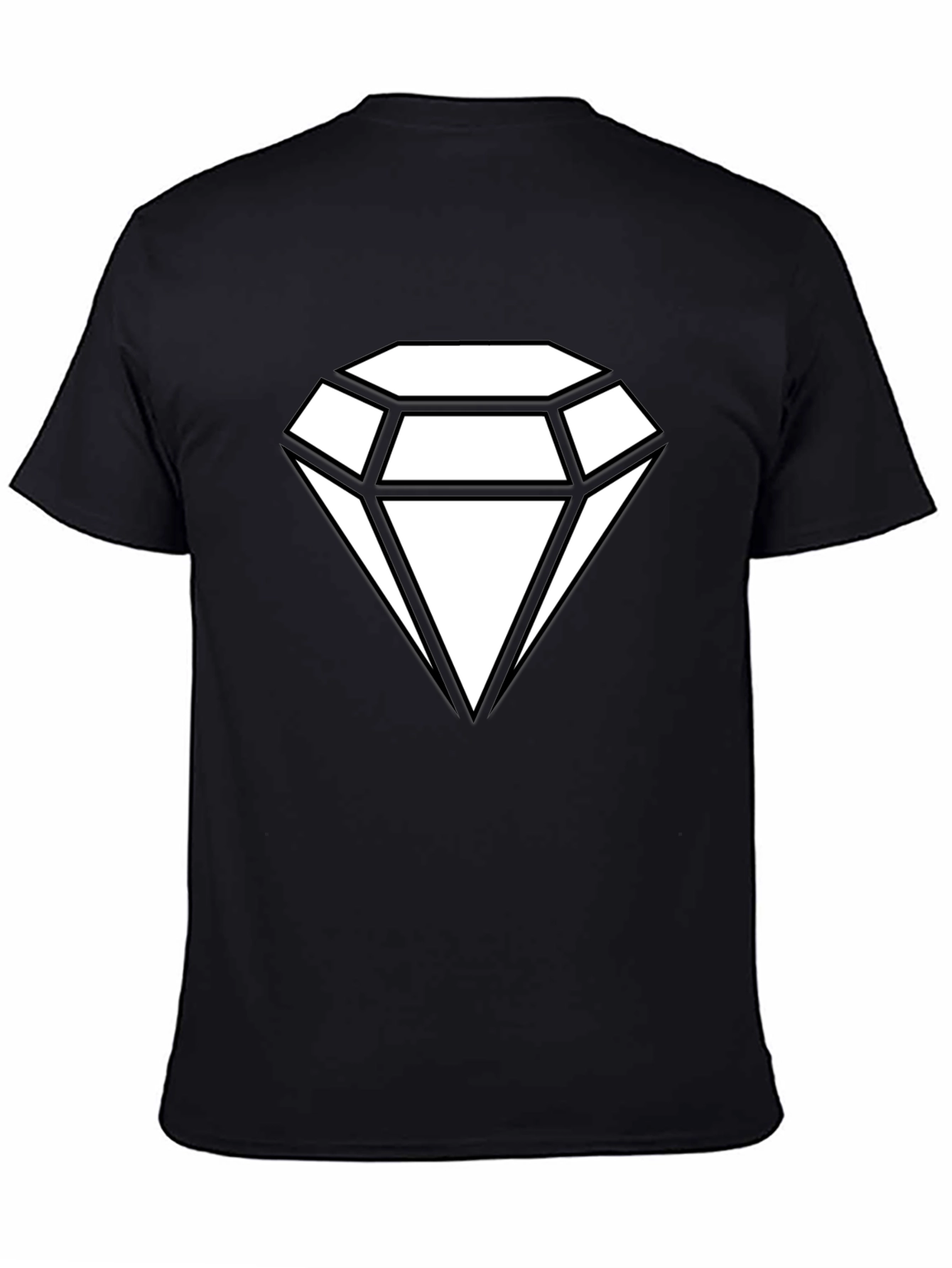 Mens Black T-Shirt with White Diamond Graphic