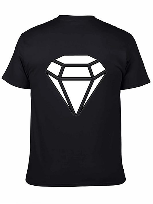Mens Black T-Shirt with White Diamond Graphic