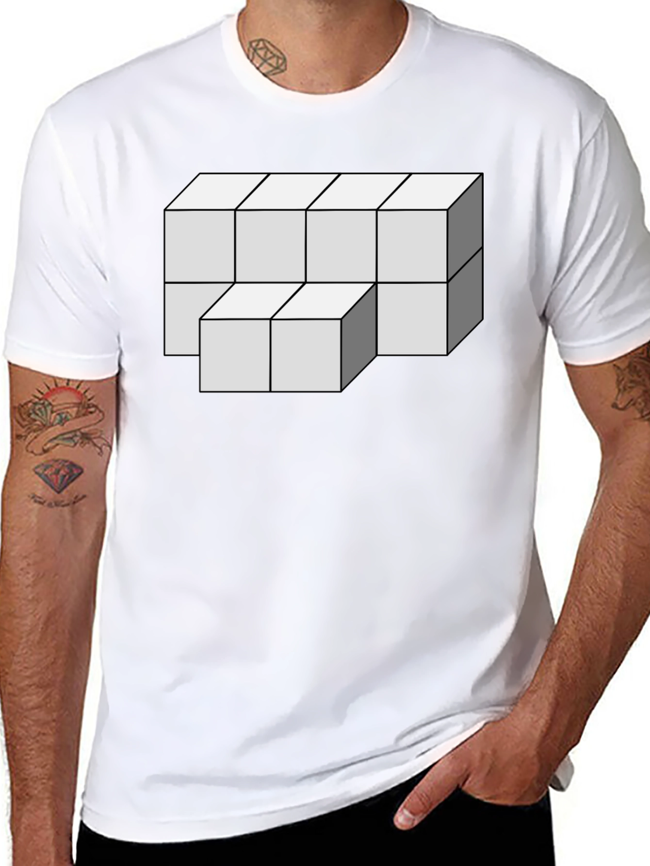 Optical Illusion Cube Graphic Tee
