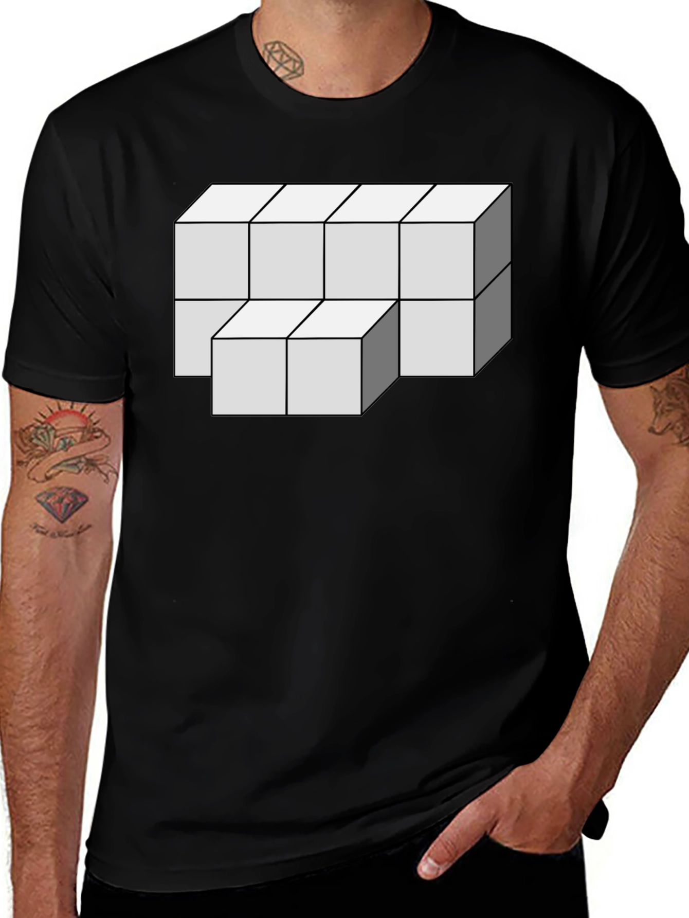 Optical Illusion Cube Graphic Tee