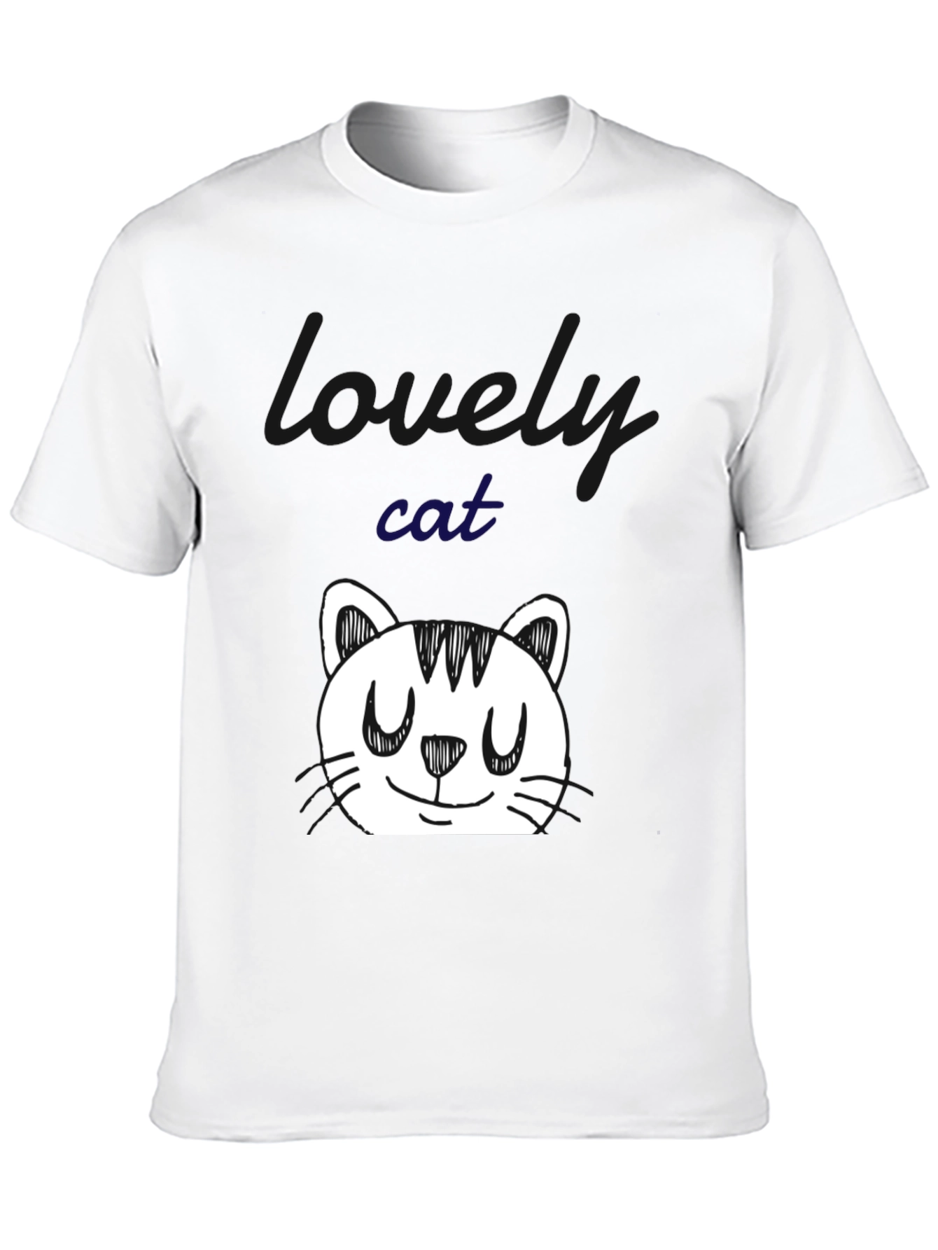 Cute Cat Doodle Black T-Shirt