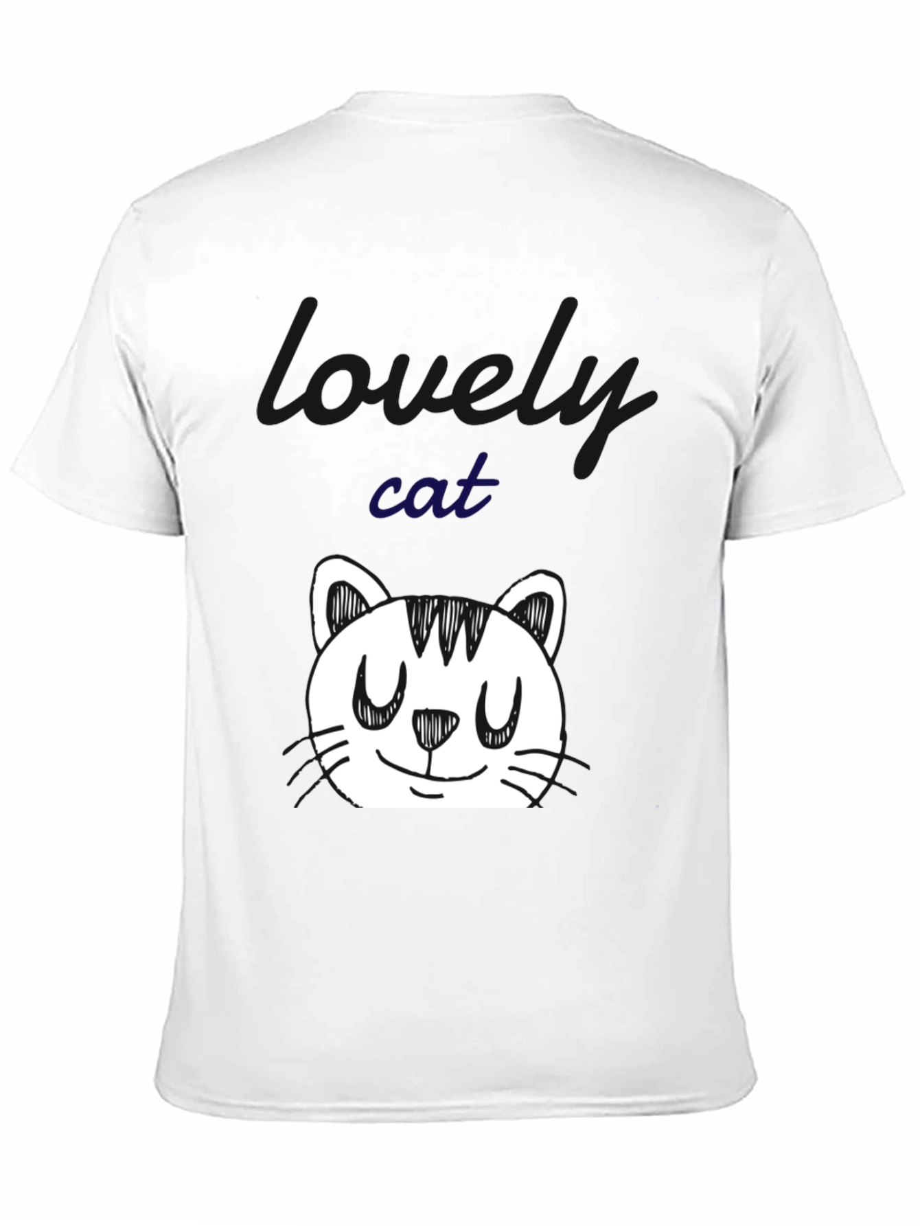 Cute Cat Doodle Black T-Shirt