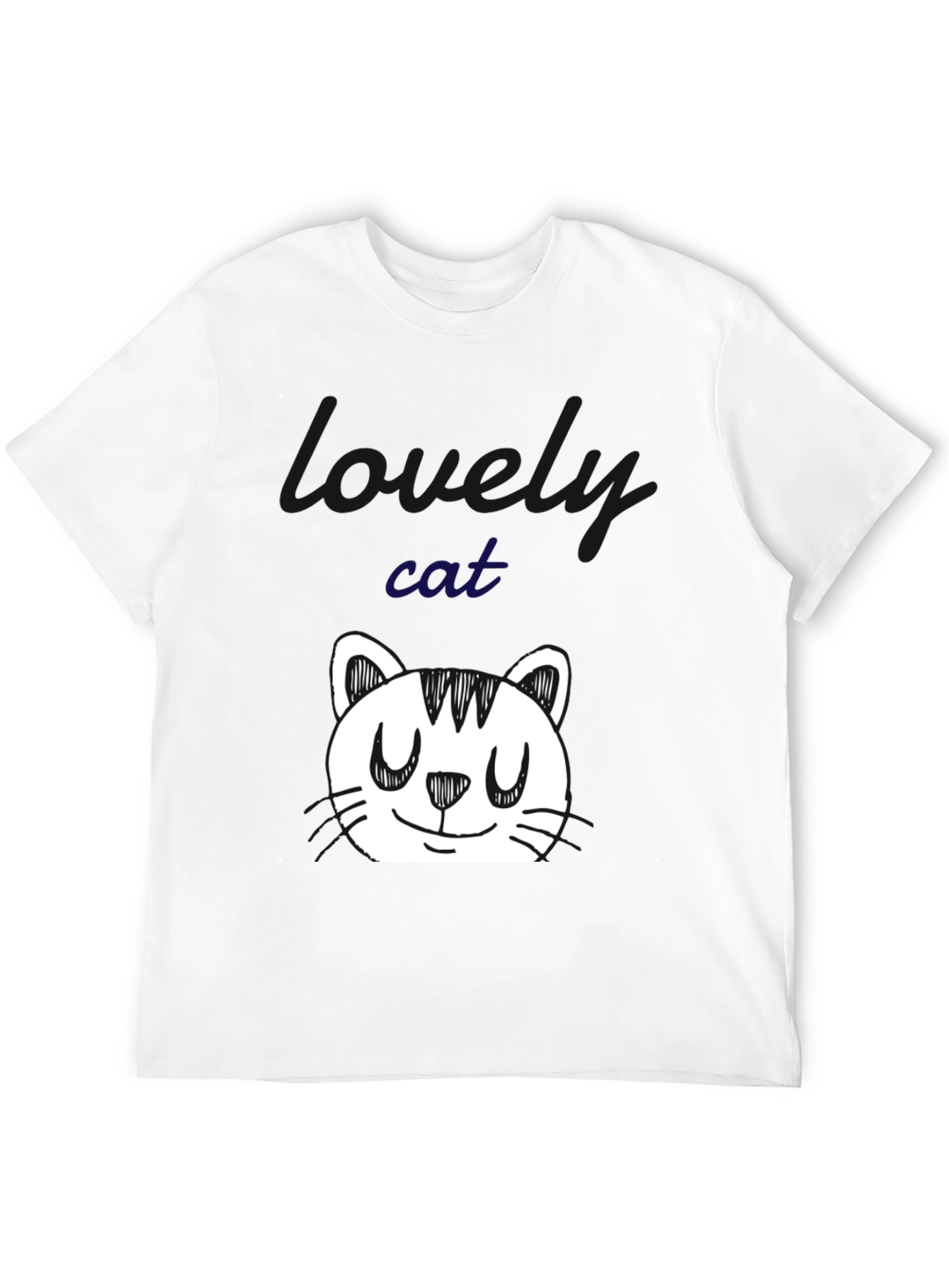 Cute Cat Doodle Black T-Shirt