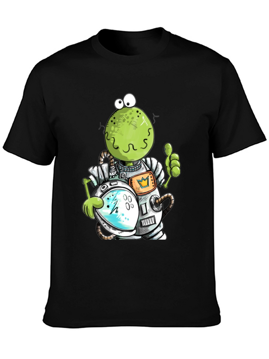 Astronaut Frog Graphic T-Shirt - Black Cotton Tee