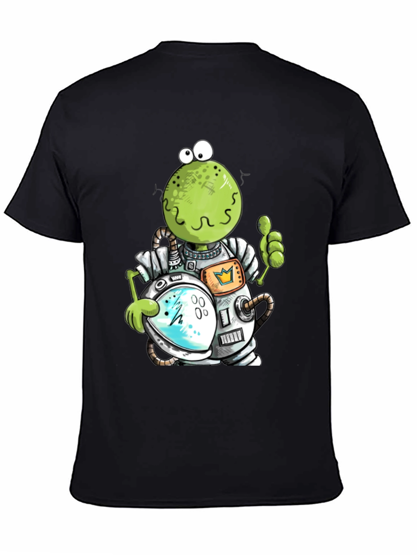Astronaut Frog Graphic T-Shirt - Black Cotton Tee