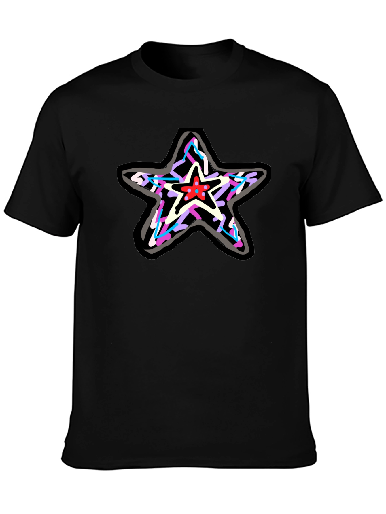 Star Graphic Print Black T-Shirt
