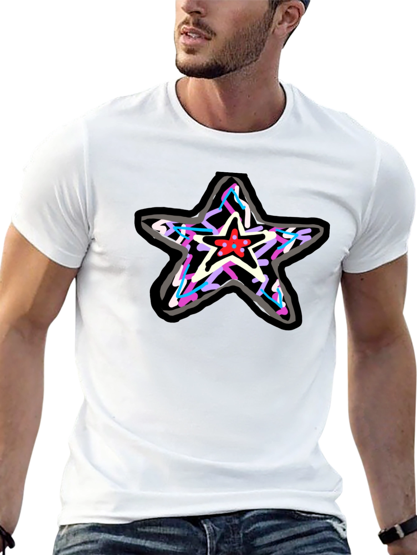 Star Graphic Print Black T-Shirt