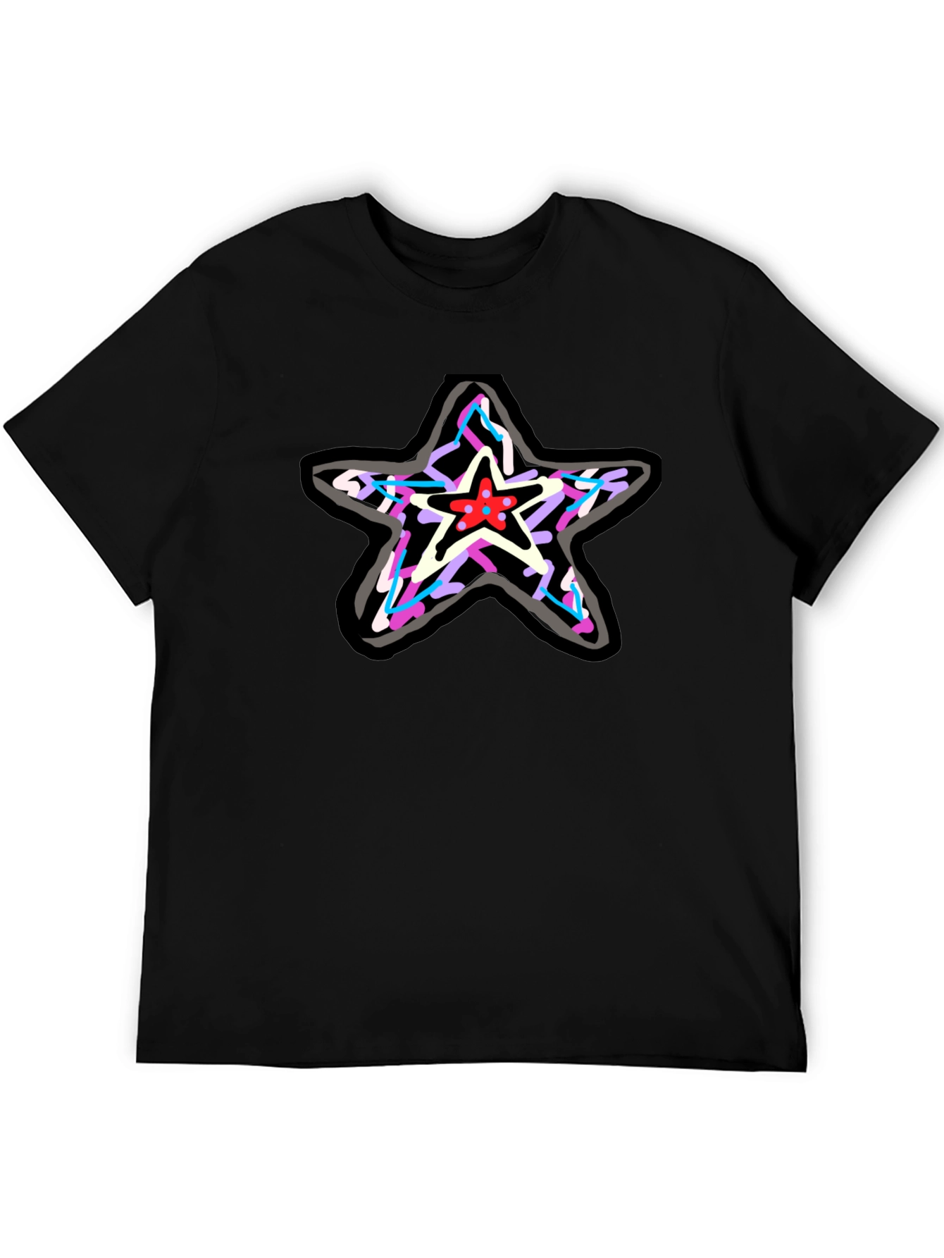 Star Graphic Print Black T-Shirt