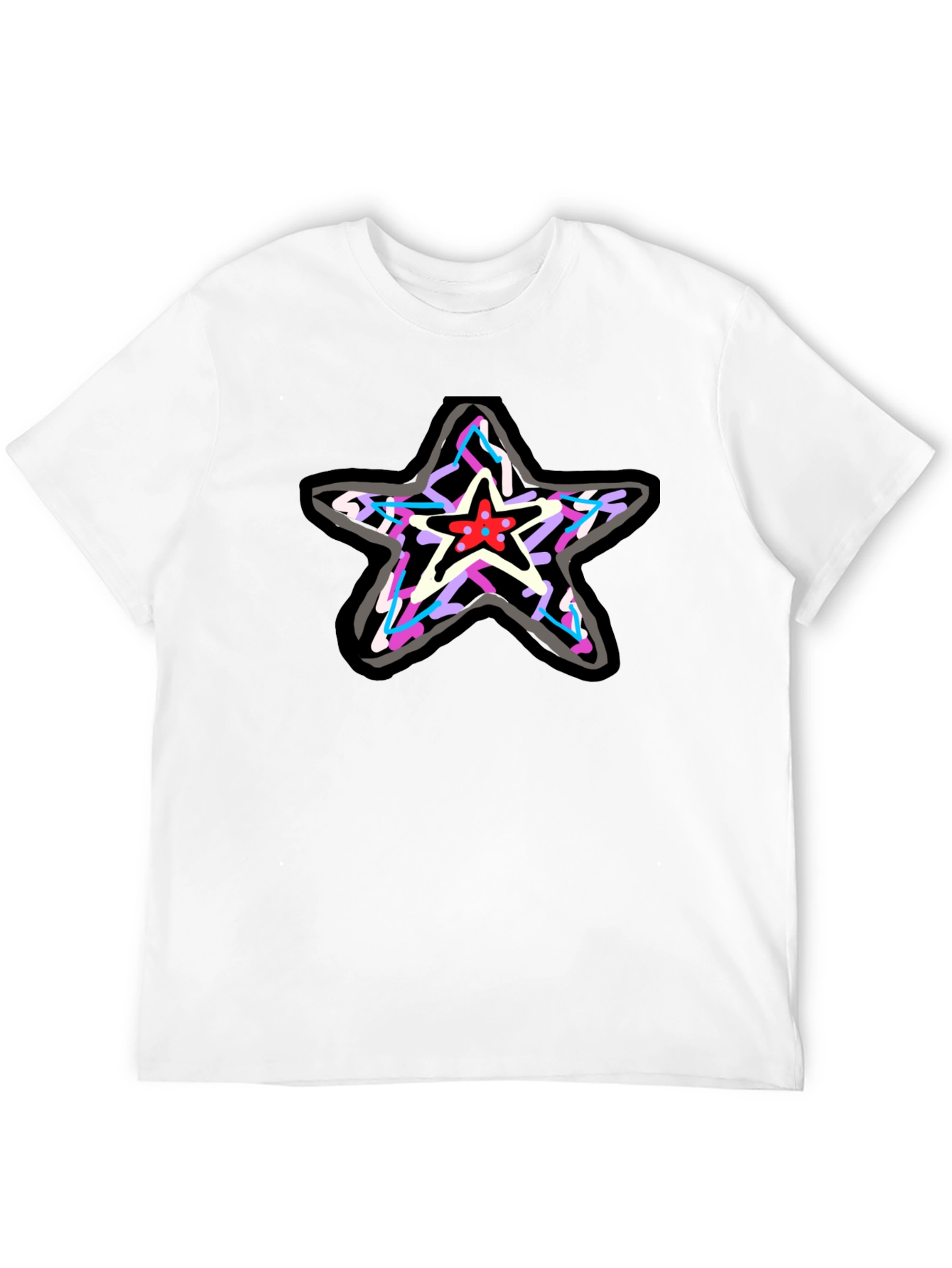 Star Graphic Print Black T-Shirt