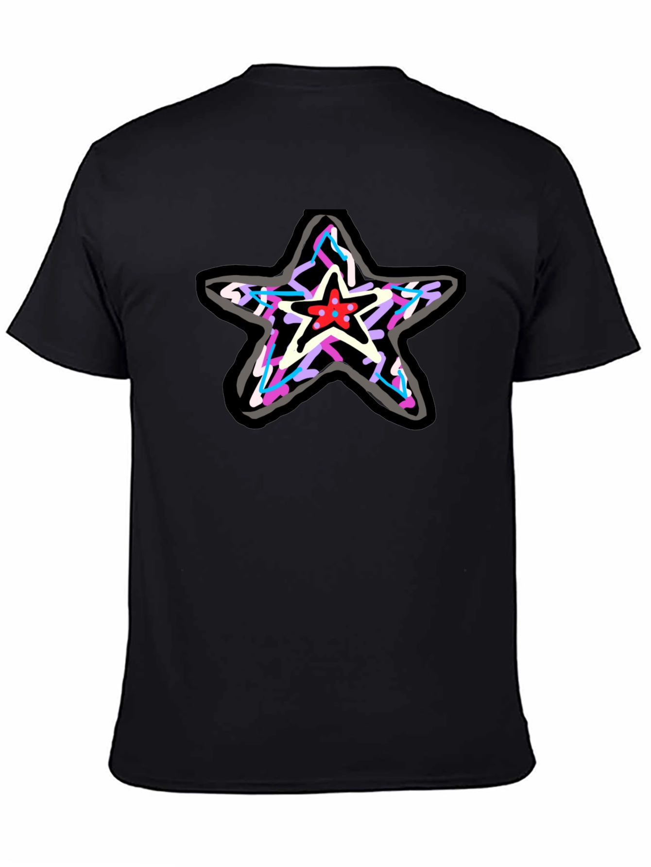 Star Graphic Print Black T-Shirt