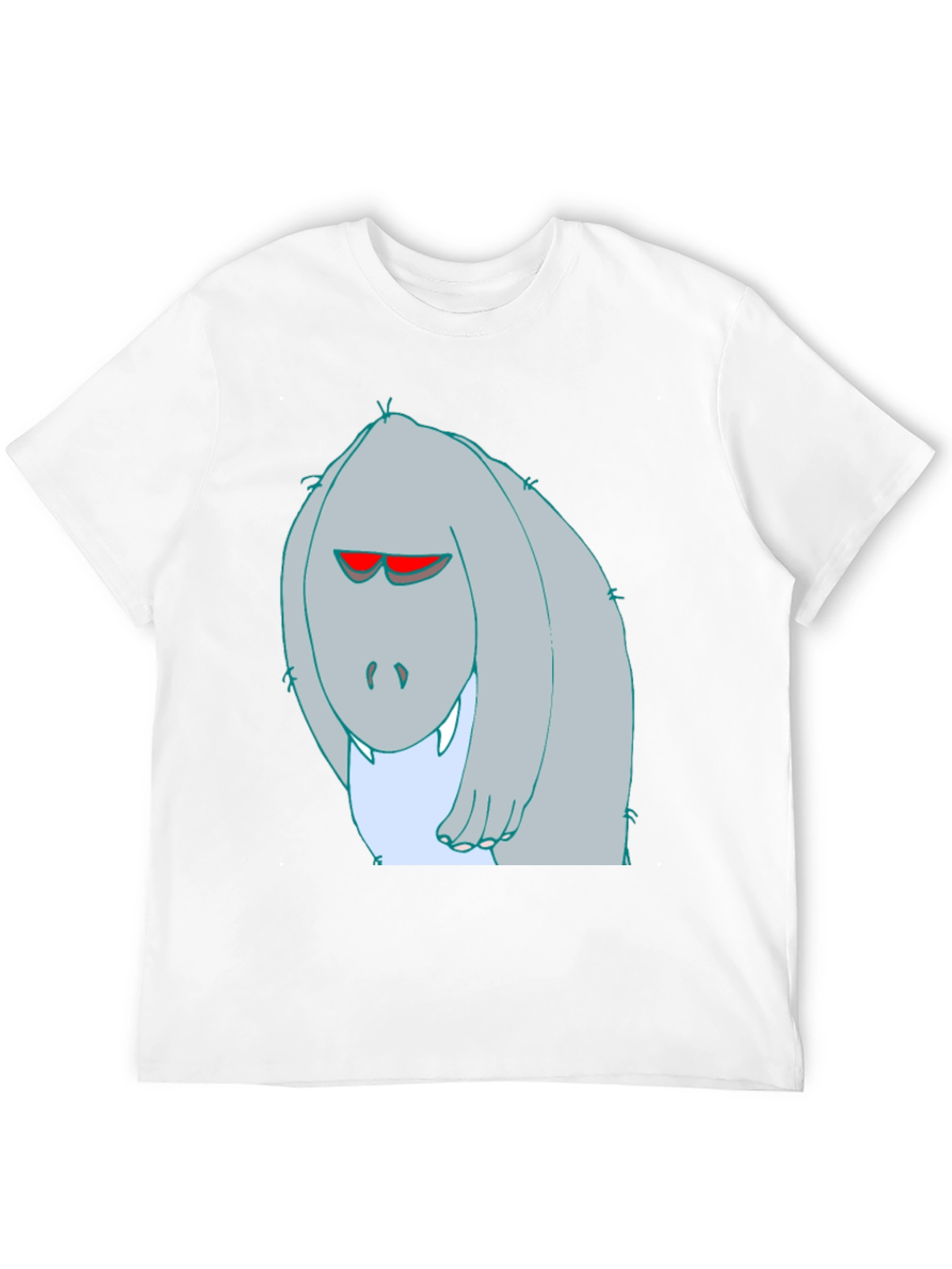Cartoon Monster Graphic Tee - Black Cotton T-Shirt