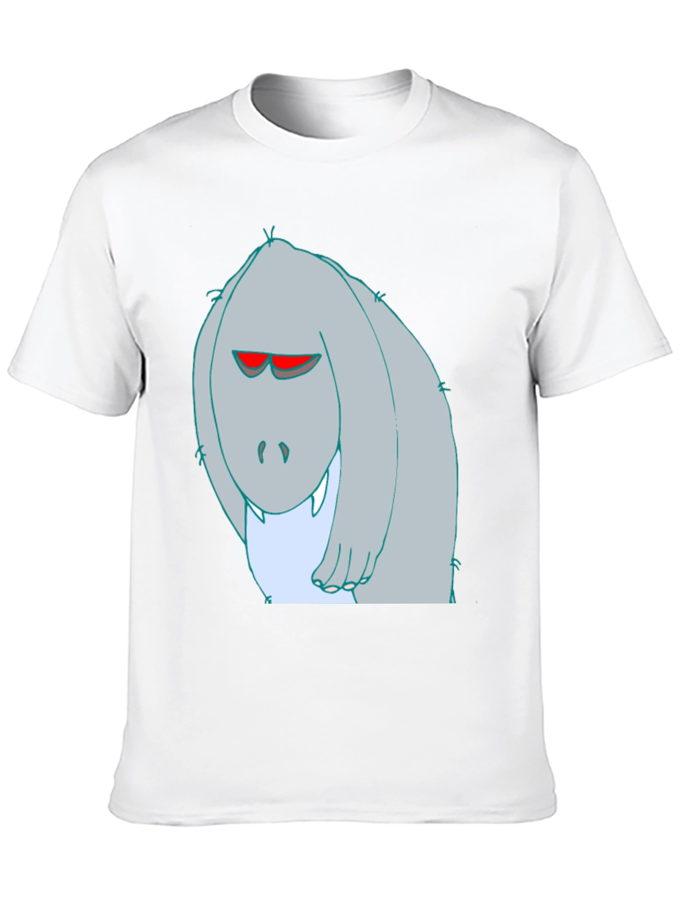 Cartoon Monster Graphic Tee - Black Cotton T-Shirt