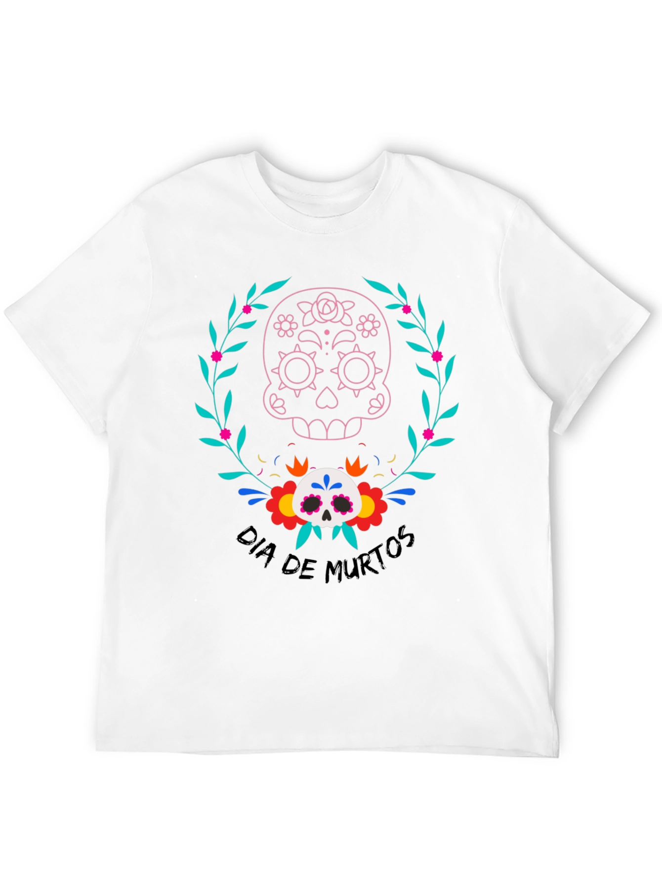 Dia de Muertos Skull Graphic Tee - Black