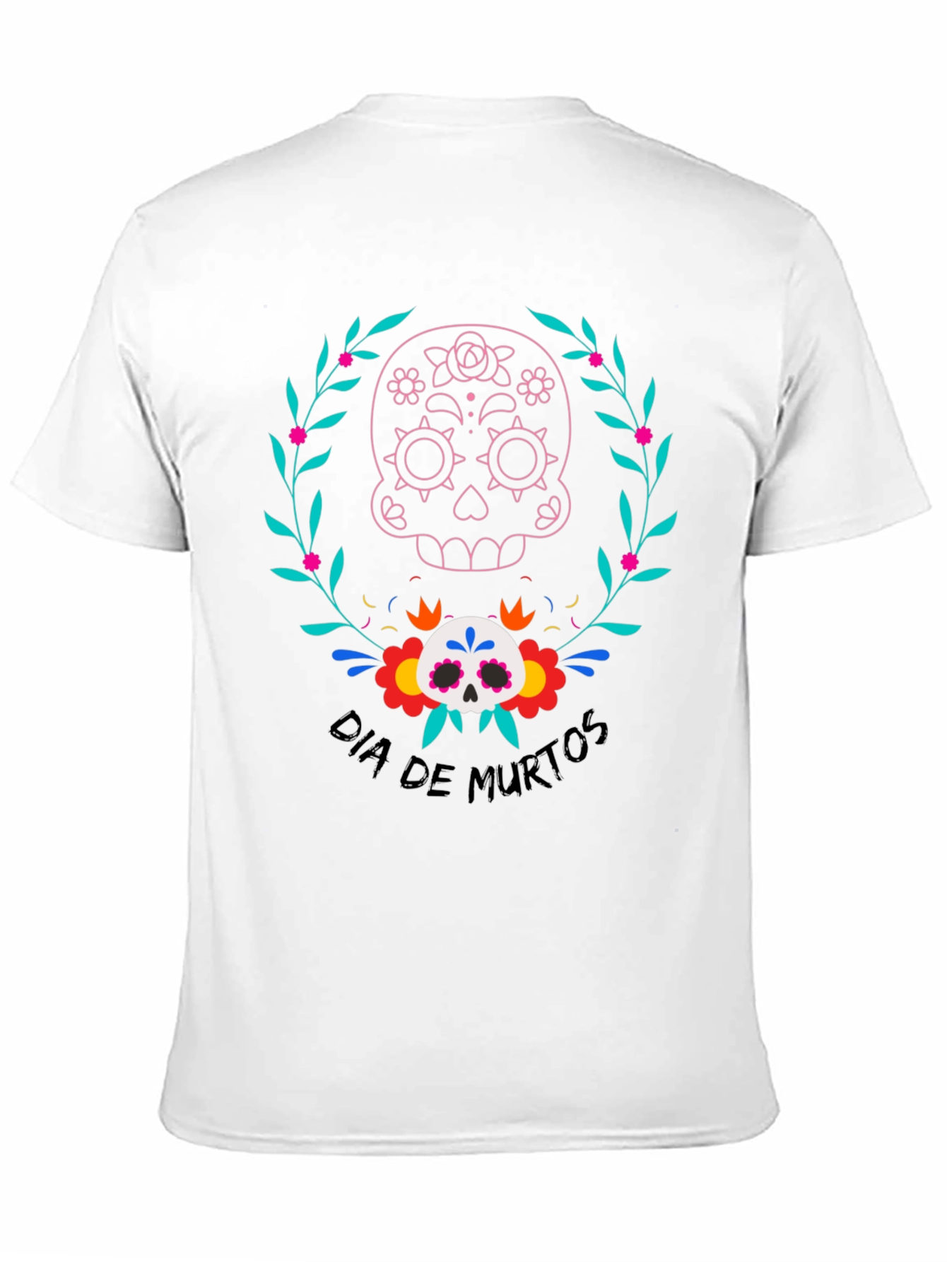 Dia de Muertos Skull Graphic Tee - Black